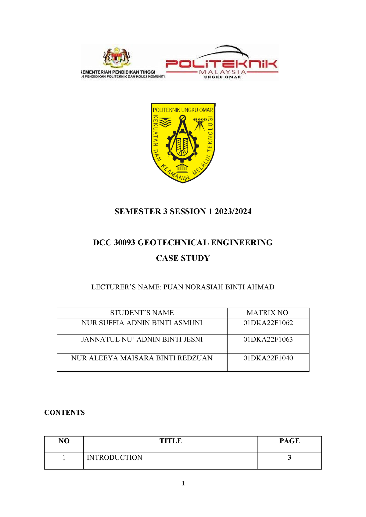 case study geotechnical engineering politeknik