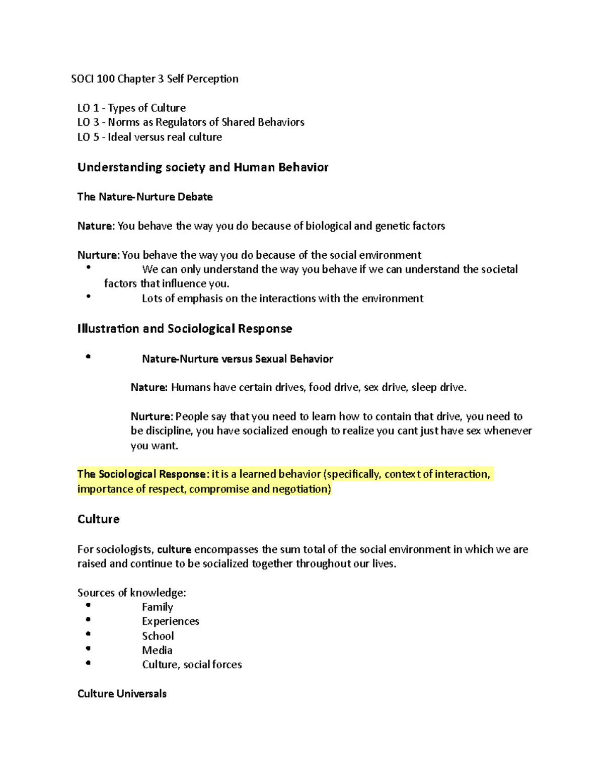 SOCI 100 Chapter 3 Self Perception - SOCI 100 Chapter 3 Self Perception ...