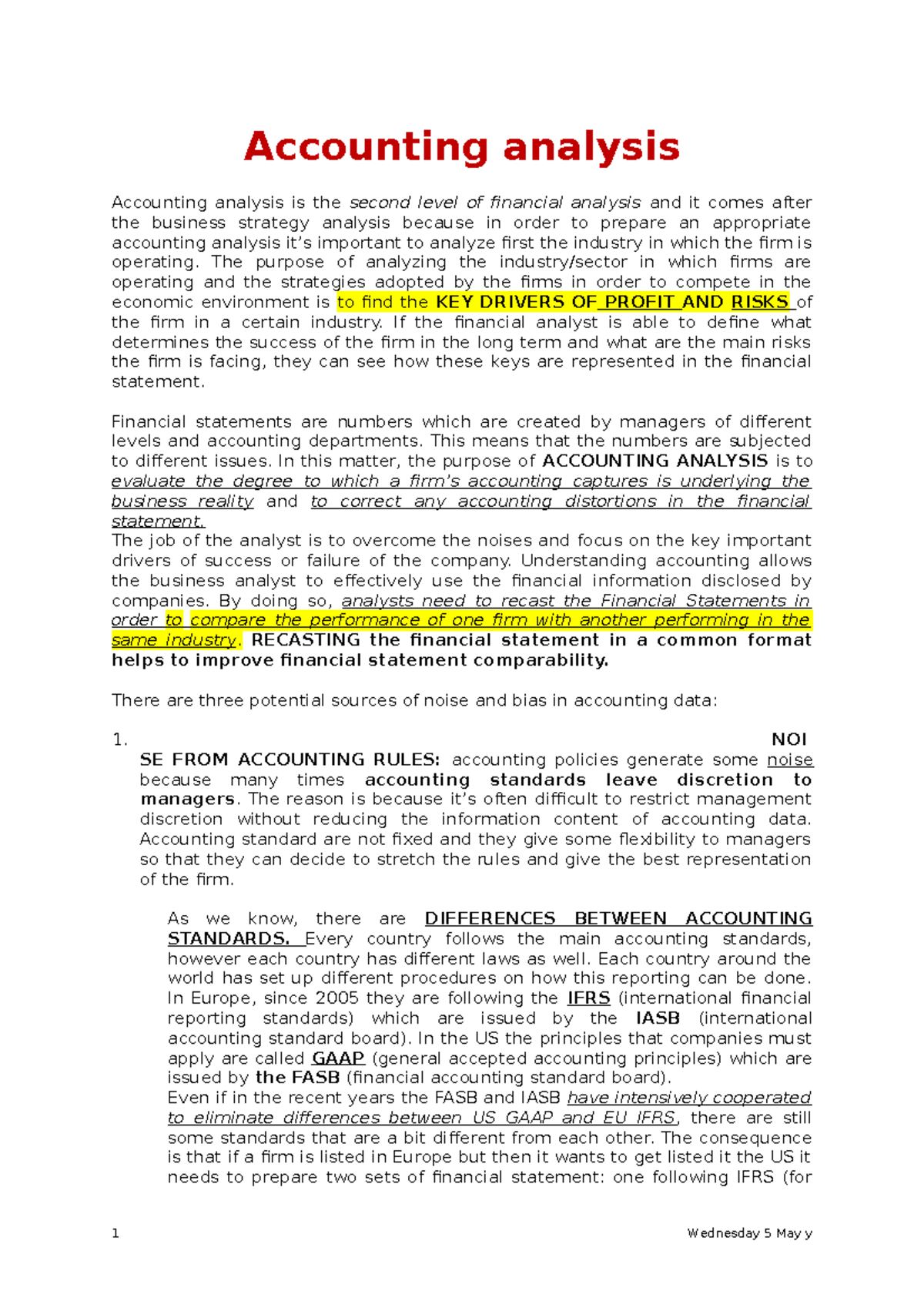 CH 3 Accounting Analysis - Accounting analysis Accounting analysis is ...