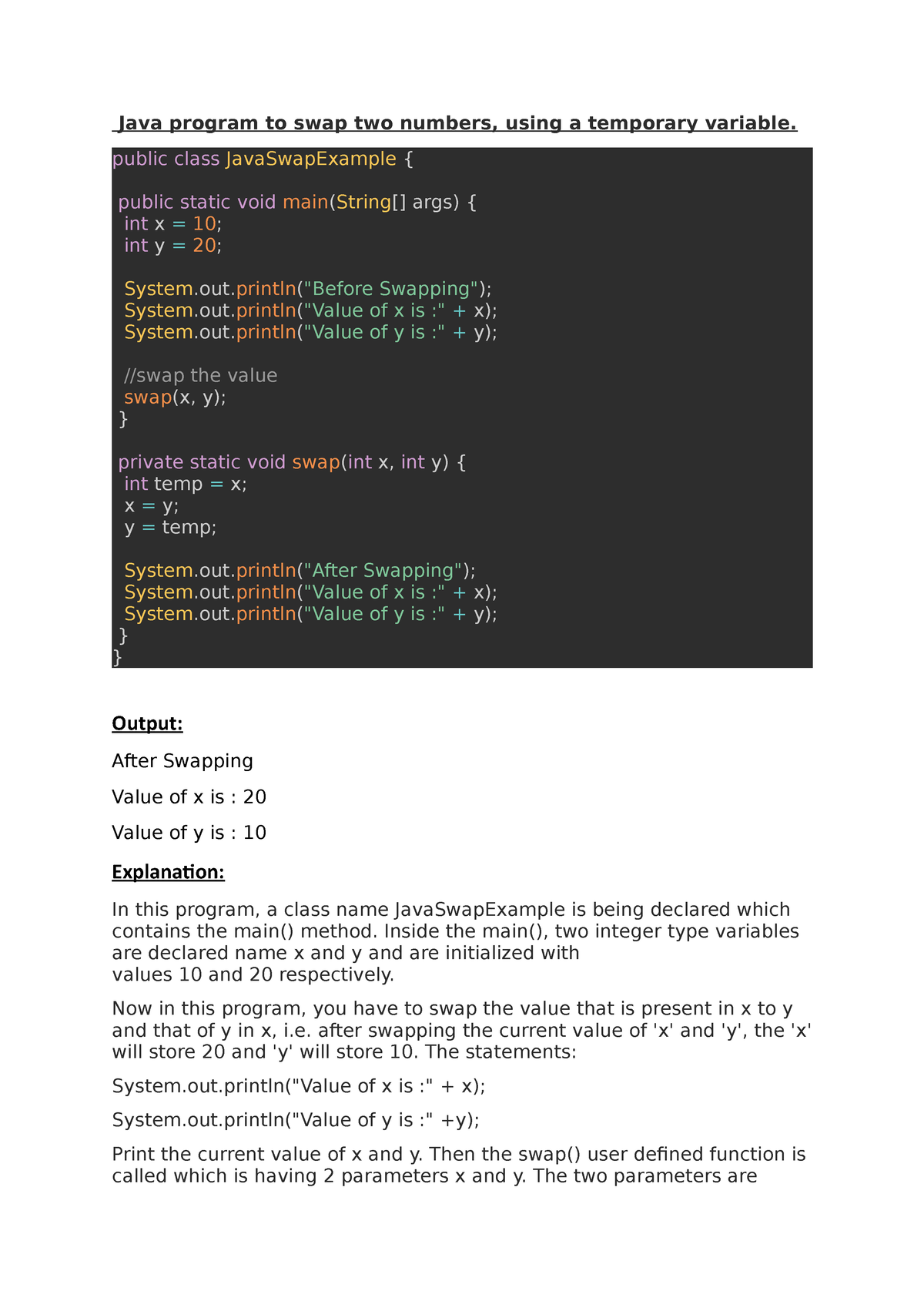 swap-two-numbers-using-temporary-variable-java-program-to-swap-two