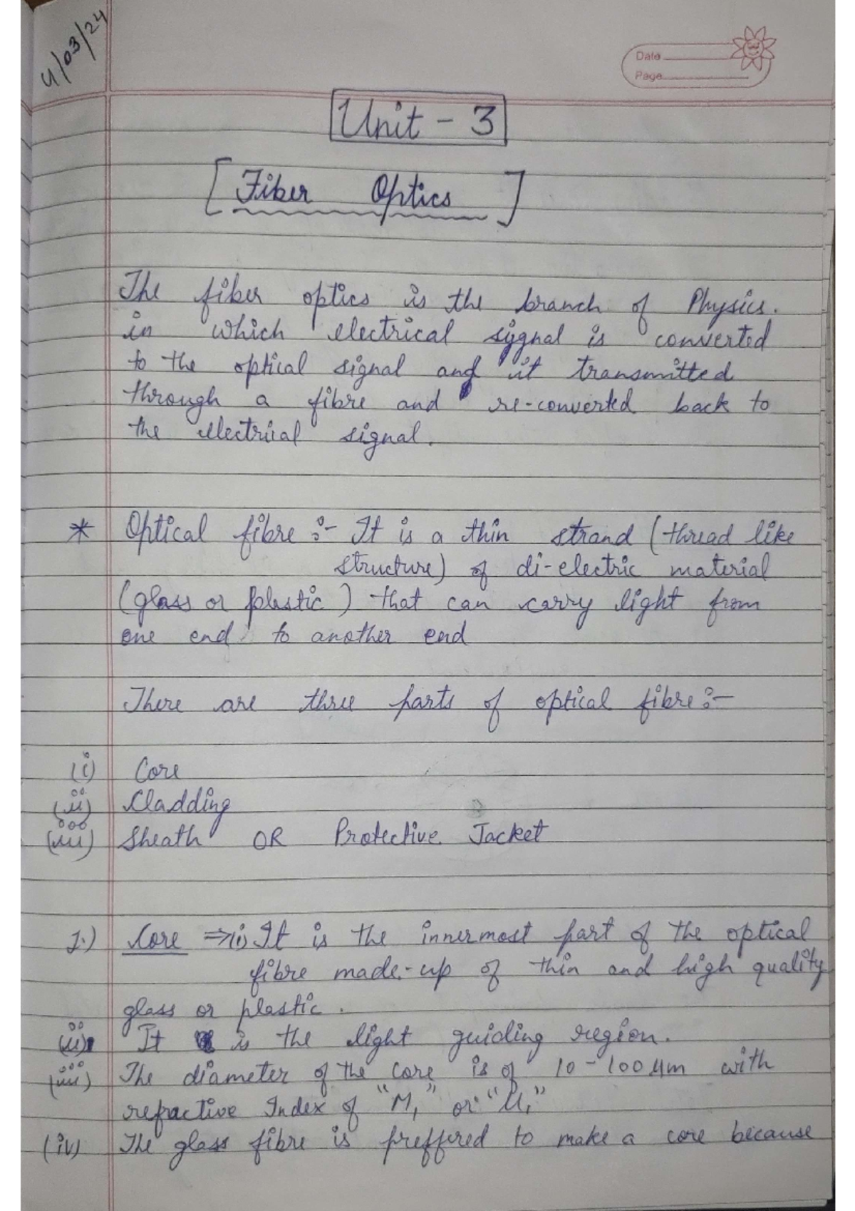 PHY110 Unit-3 - Phy 110 unit 3 notes - Date Page Unit 3 Optics The ...