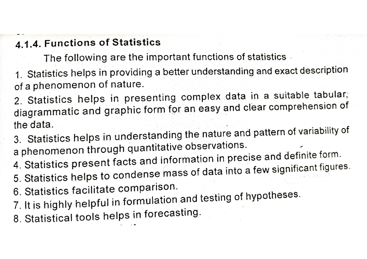 Functions of statistics - Ba /BBA/BCom calicut university - Studocu