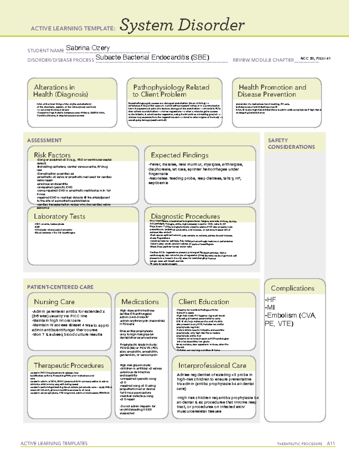 SBE Subacute Bacterial Endocarditis System DTemp - ACTIVE LEARNING ...