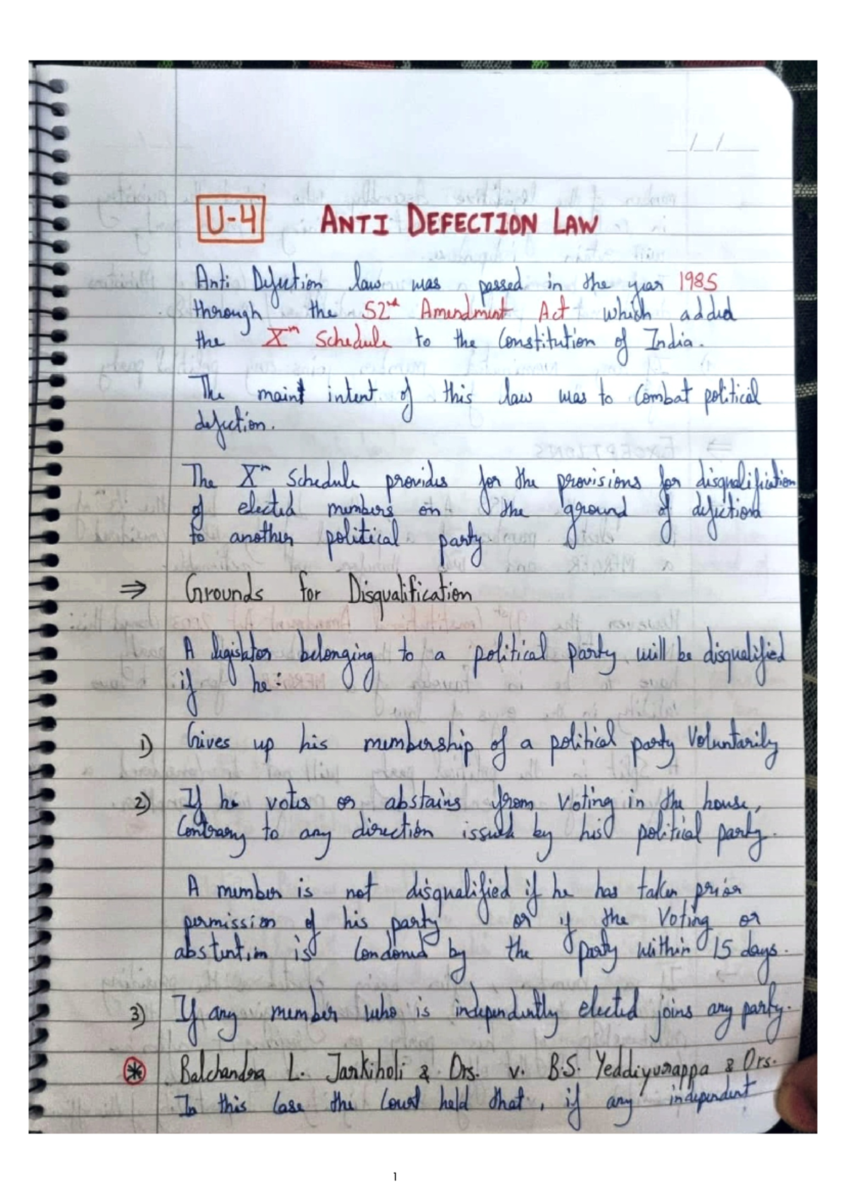 Anti defection law - The maint intent of this law was to Combat ...