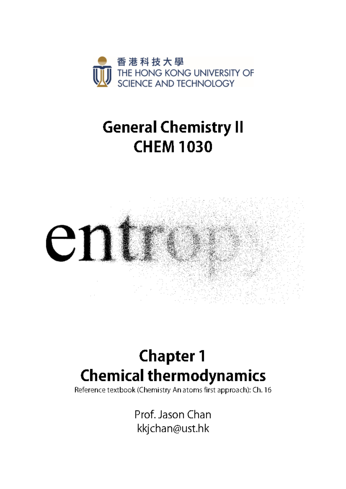 Chapter 1 Lecture Notes CHEM 1030 - As We Know From Experience ...