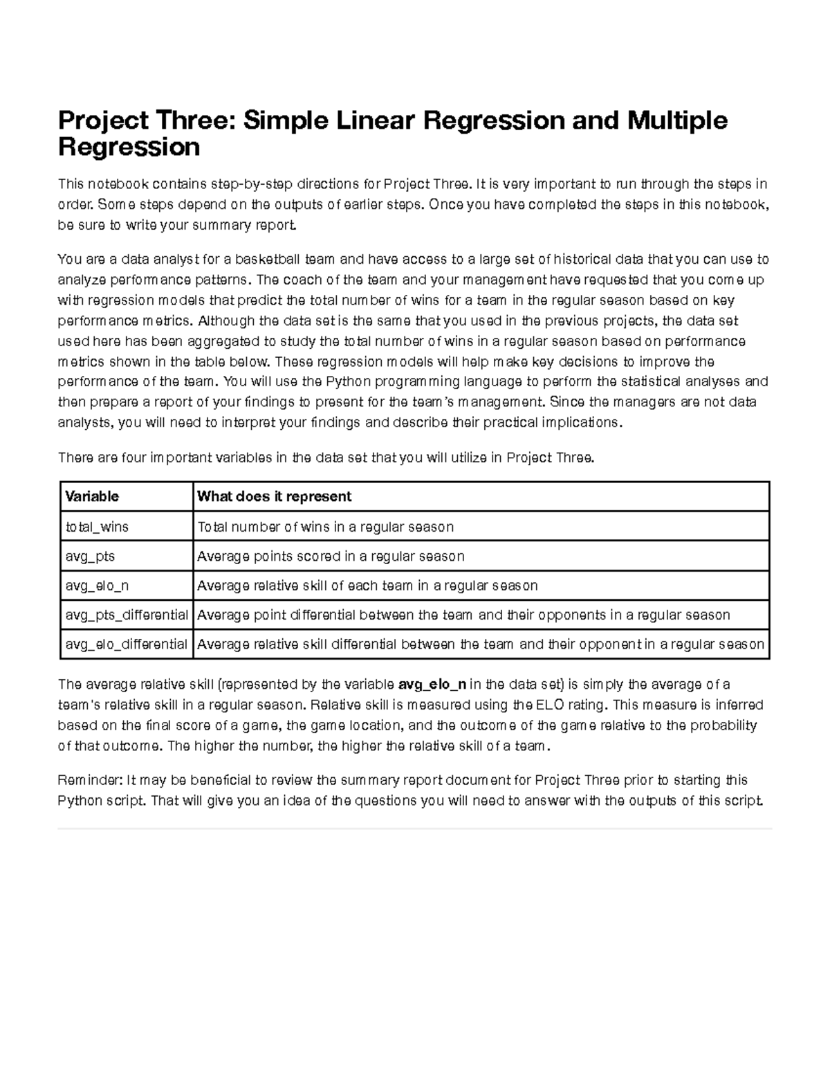 Project Three Jupyter Script - Project Three: Simple Linear Regression ...