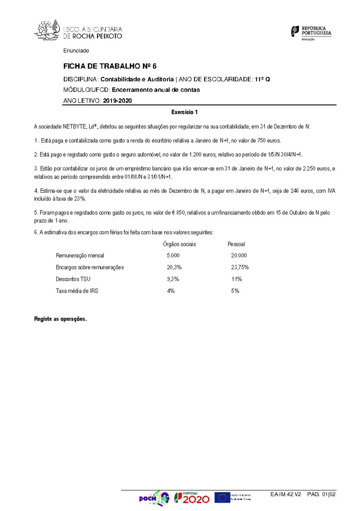 FT6 - Encerramento Anual De Contas - Acréscimos E Diferimentos ...