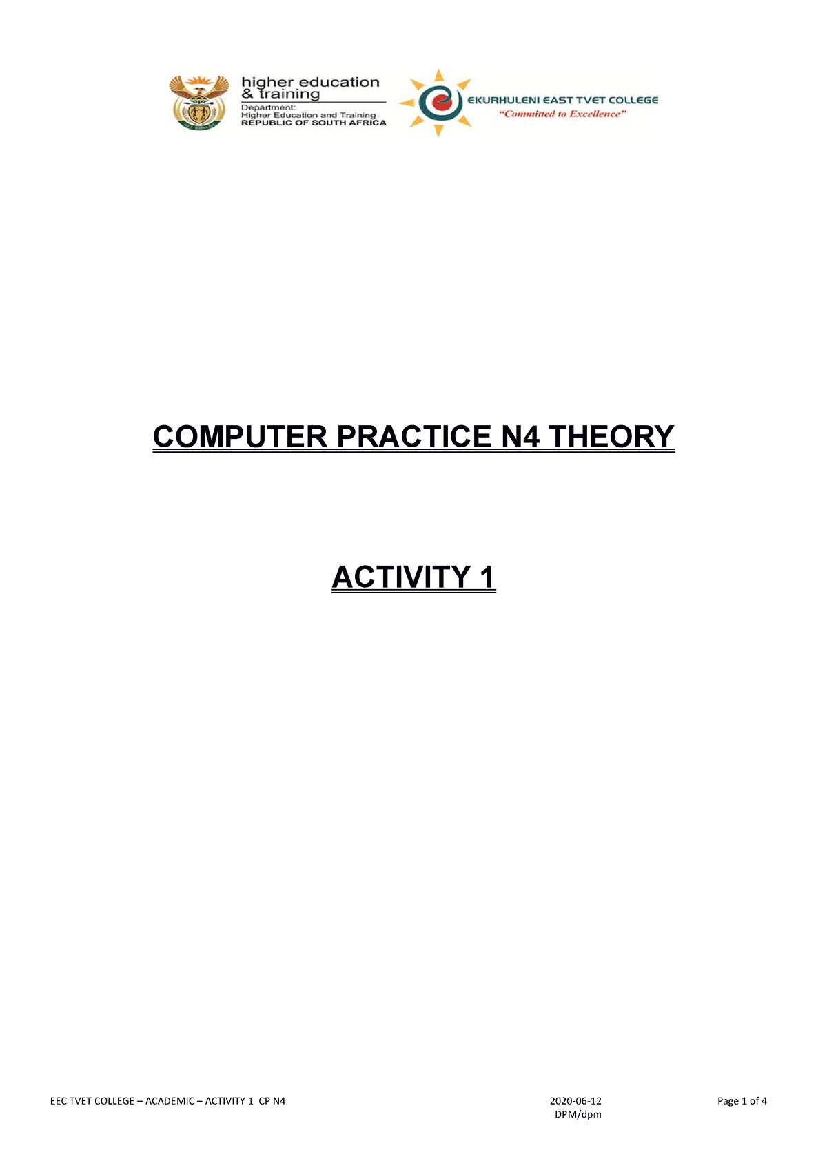 Computer Practice N4 Theory Activity 1 - COMPUTER PRACTICE N4 THEORY ...