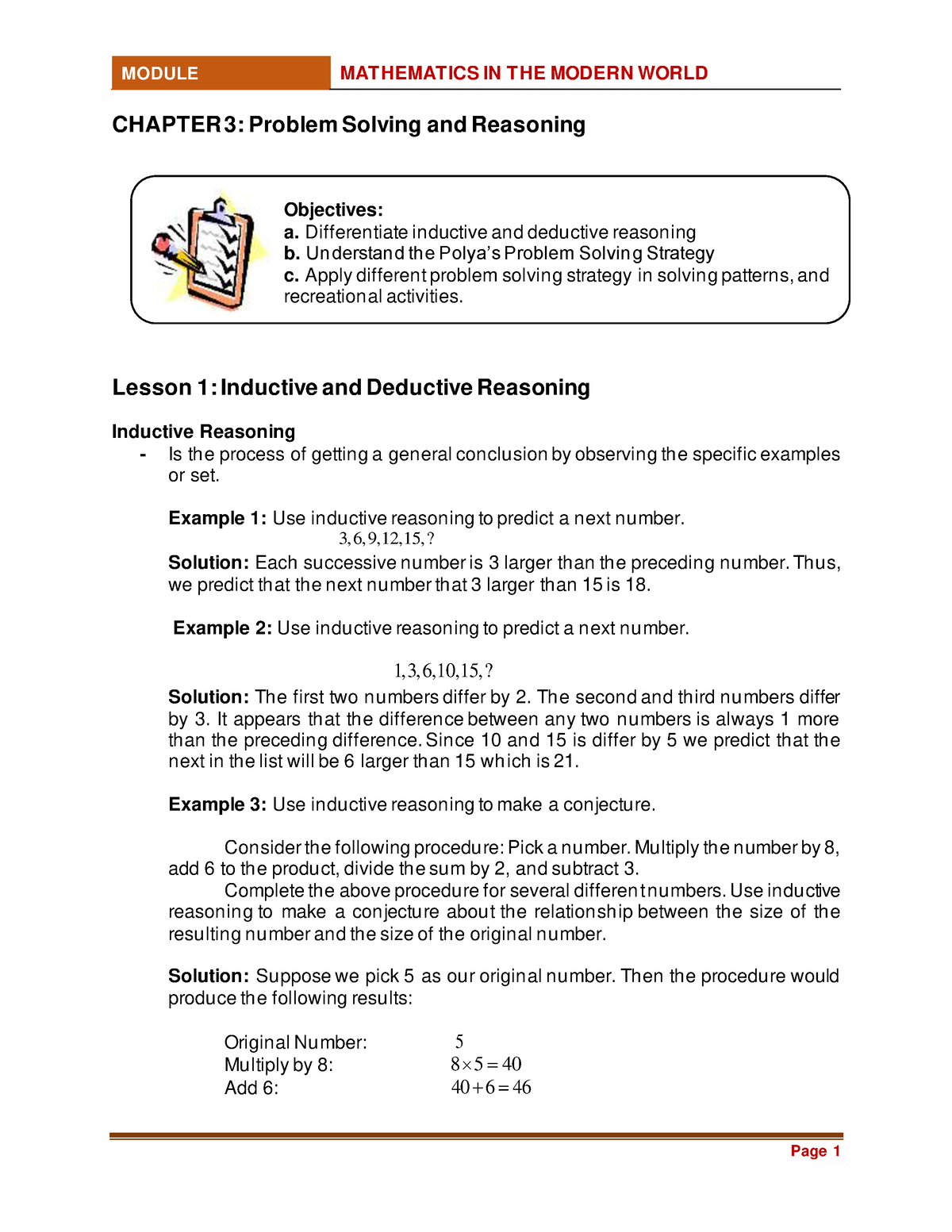 problem solving and reasoning in mathematics in modern world pdf