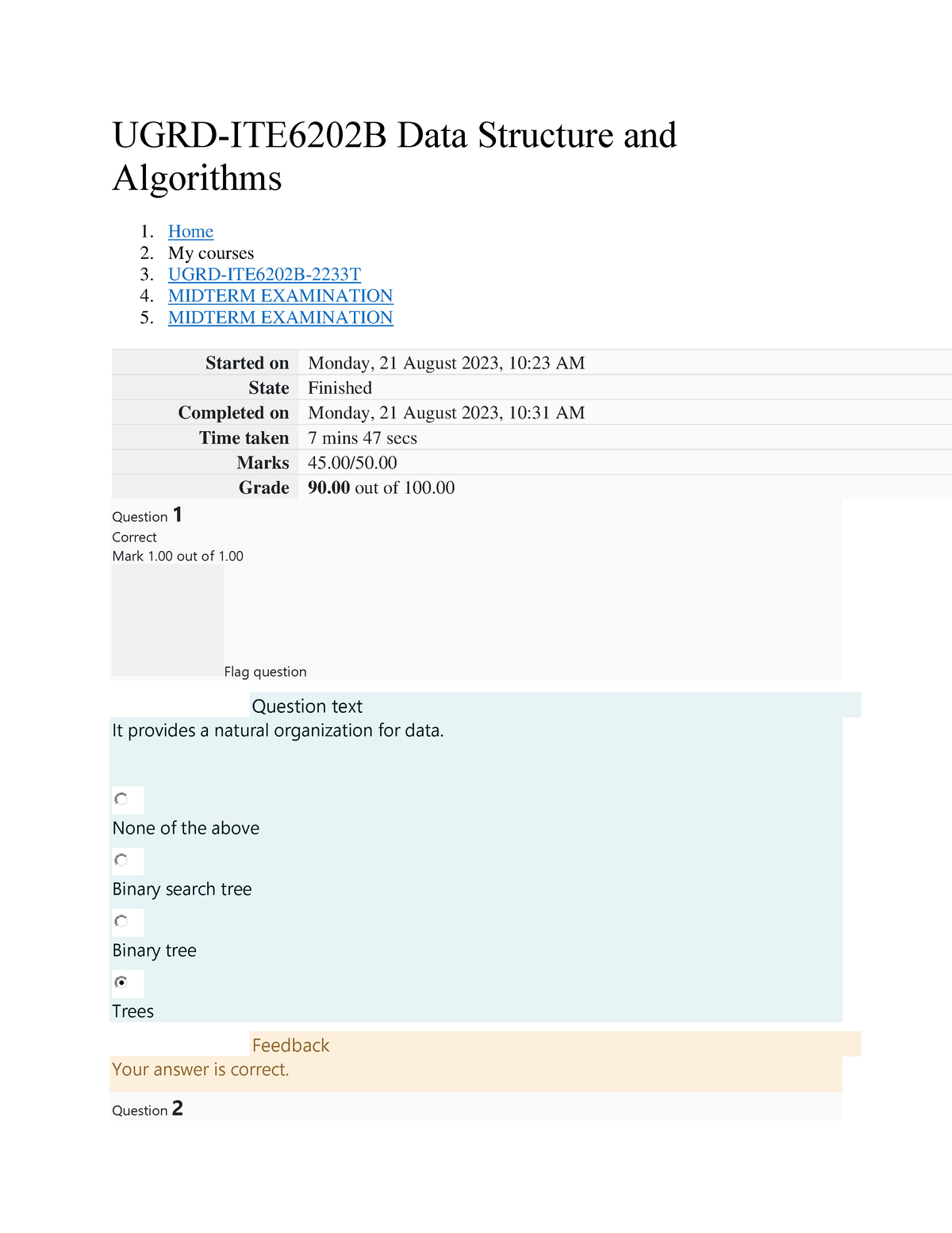 Midterm UGRD-ITE6202B Data Structure And Algorithms - UGRD-ITE6202B ...