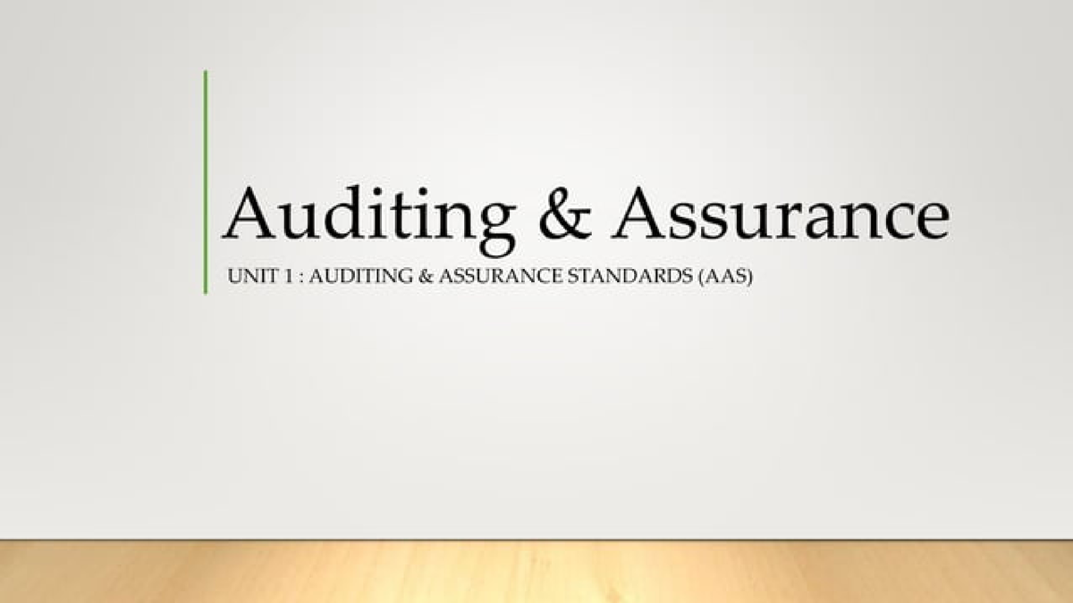 Auditing-assurance-standards - BCom - Studocu