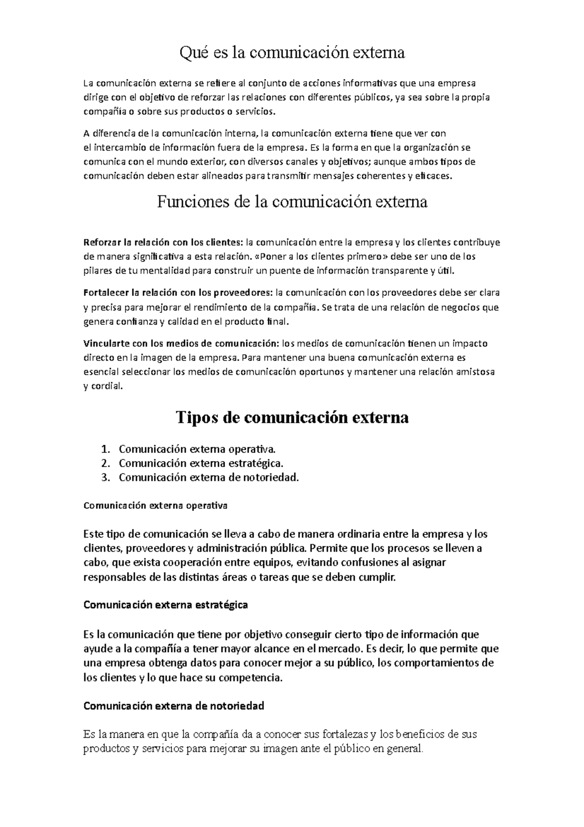 Qué es la comunicación externa Qué es la comunicación externa La