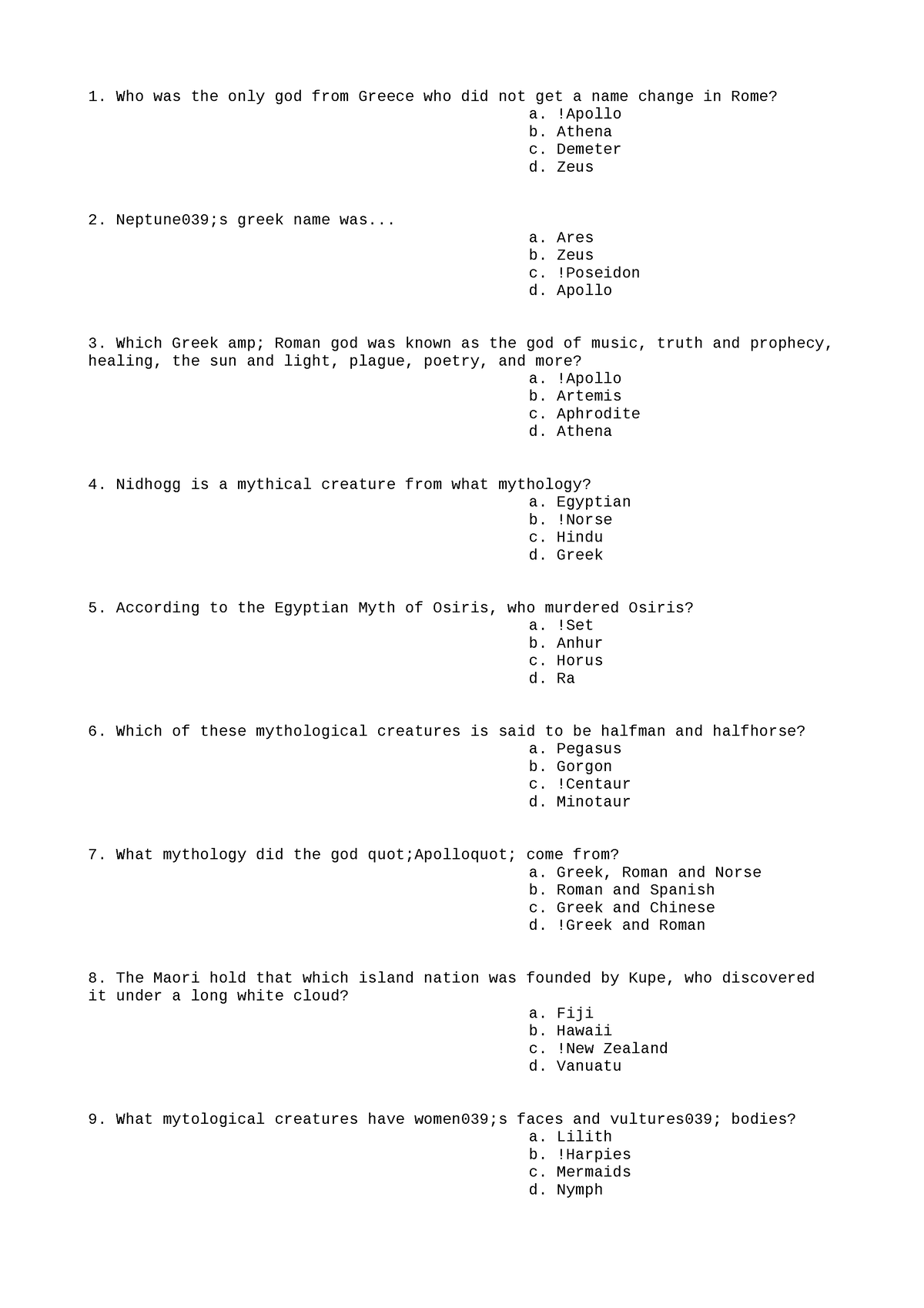 UNIV258-Worksheet-3 - UNIV258 - Who was the only god from Greece who ...