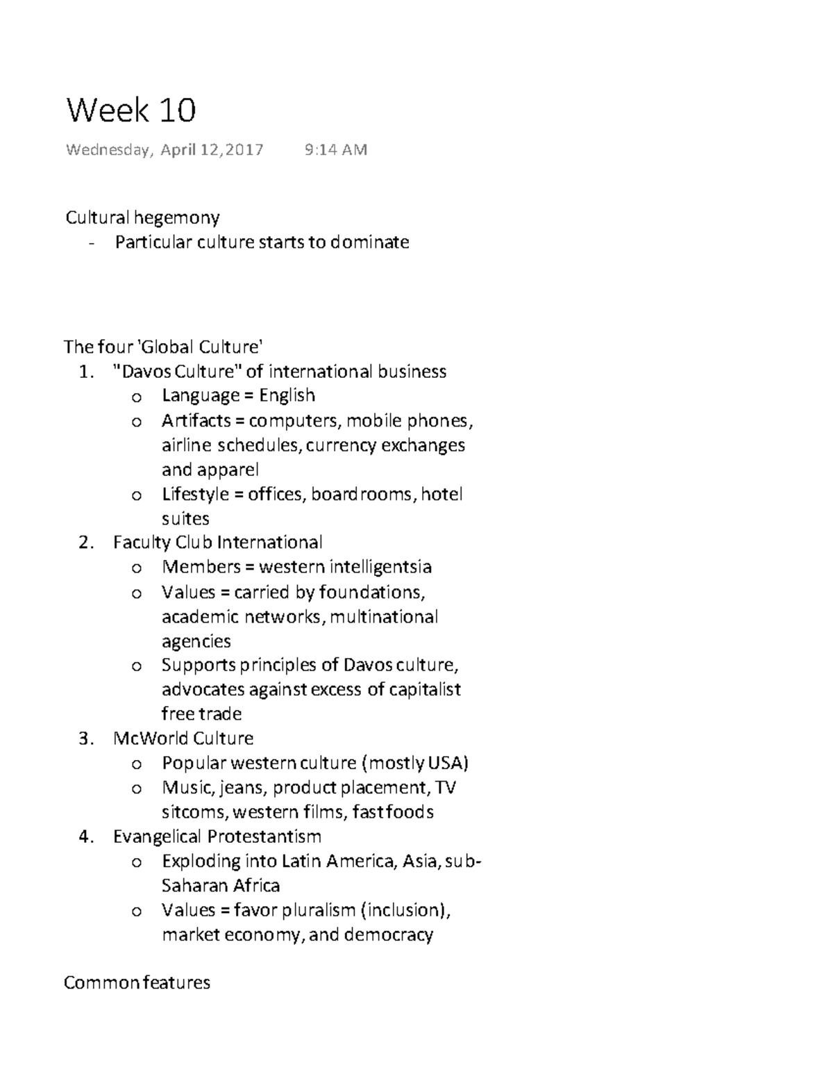 Global Culture and Culture shock - Cultural hegemony - Particular ...