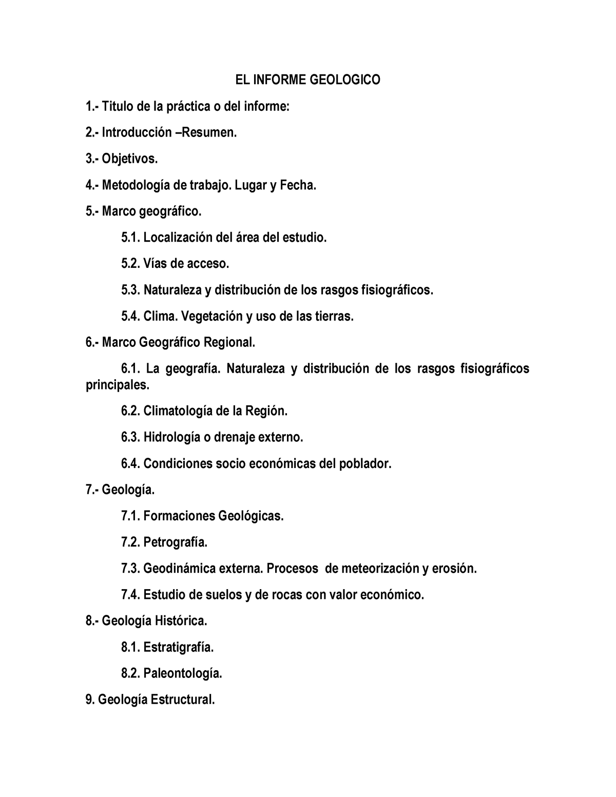 EL Informe Geologico - Mm Nlkn - EL INFORME GEOLOGICO 1.- Titulo De La ...