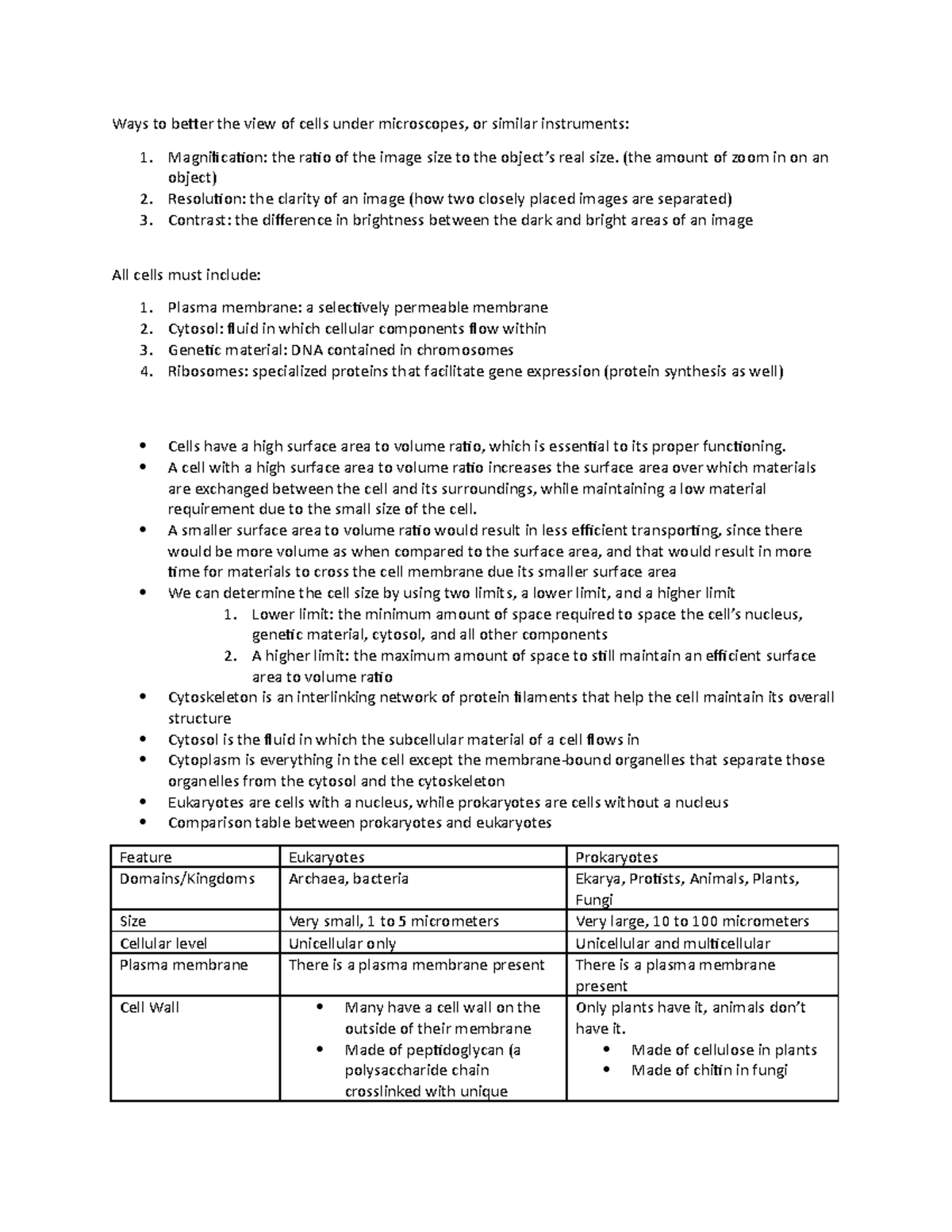 Cell strucutre part 1 notes - Ways to better the view of cells under ...