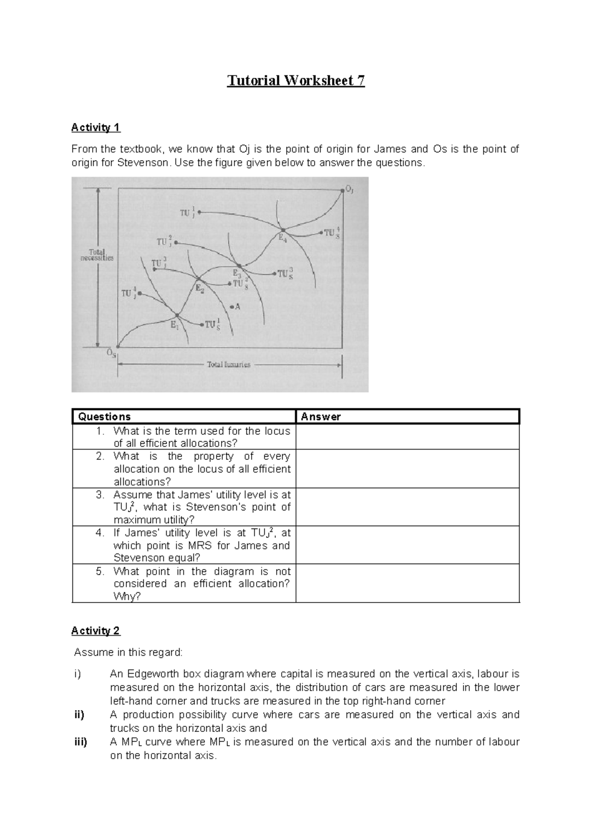 ECO2B Tutorial Worksheet 7 - Tutorial Worksheet 7 Activity 1 From the ...