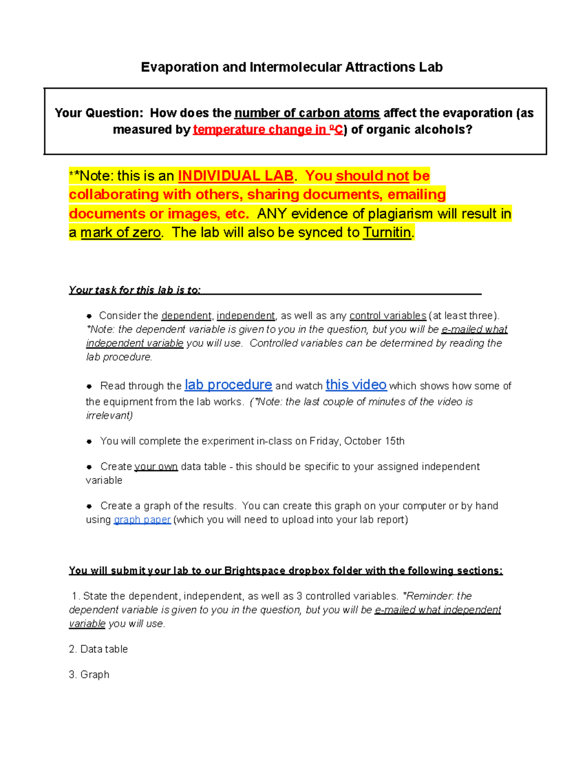 Evaporation and Intermolecular Attractions Lab With InClass Lab
