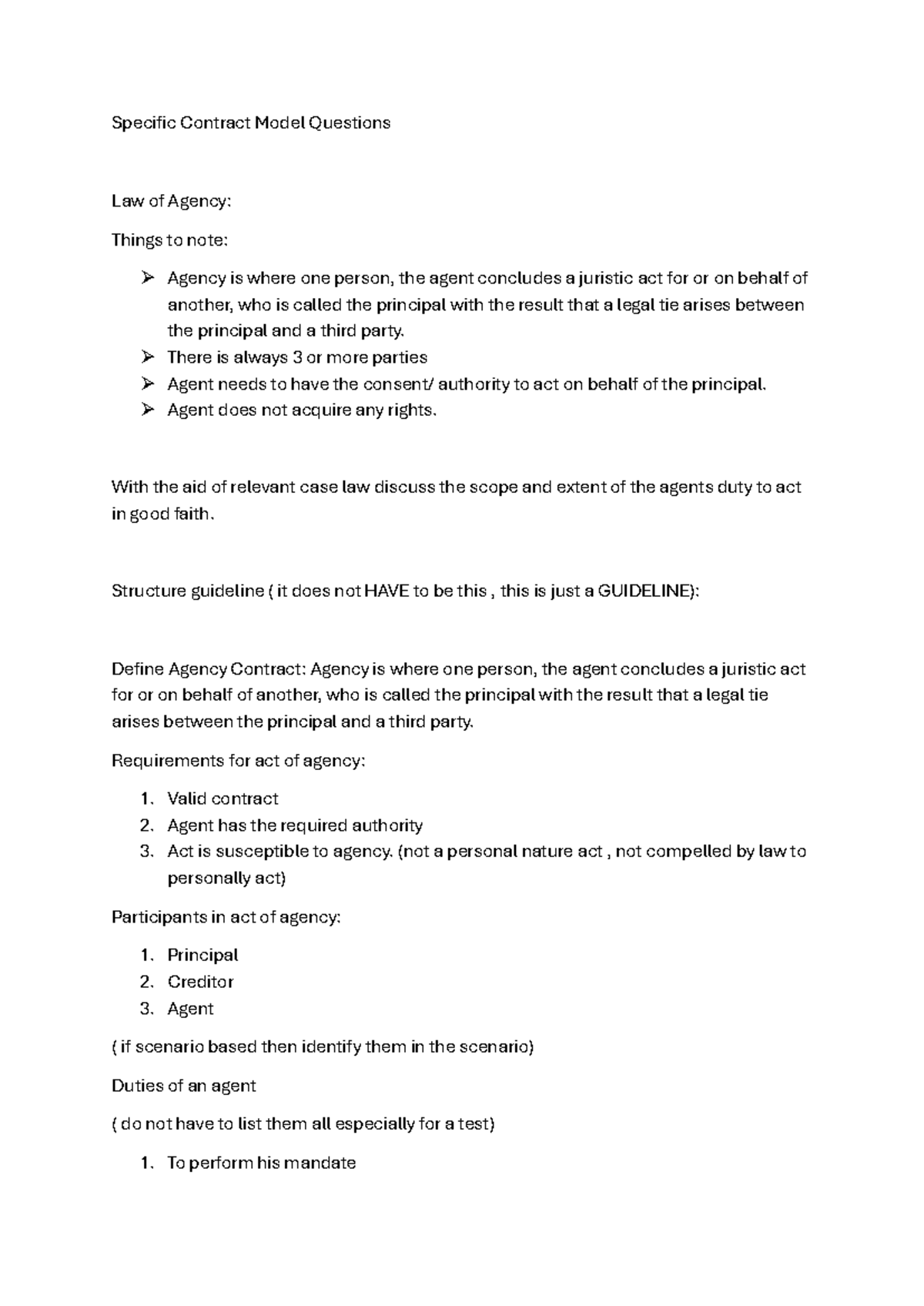 Specific Contract Model Questions - tutorial - Specific Contract Model ...
