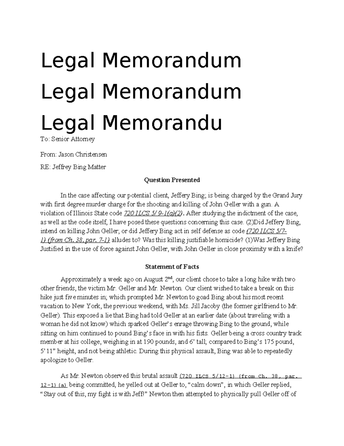 1 Legal Memorandum Question Presented AND Facts - Legal Memorandum ...