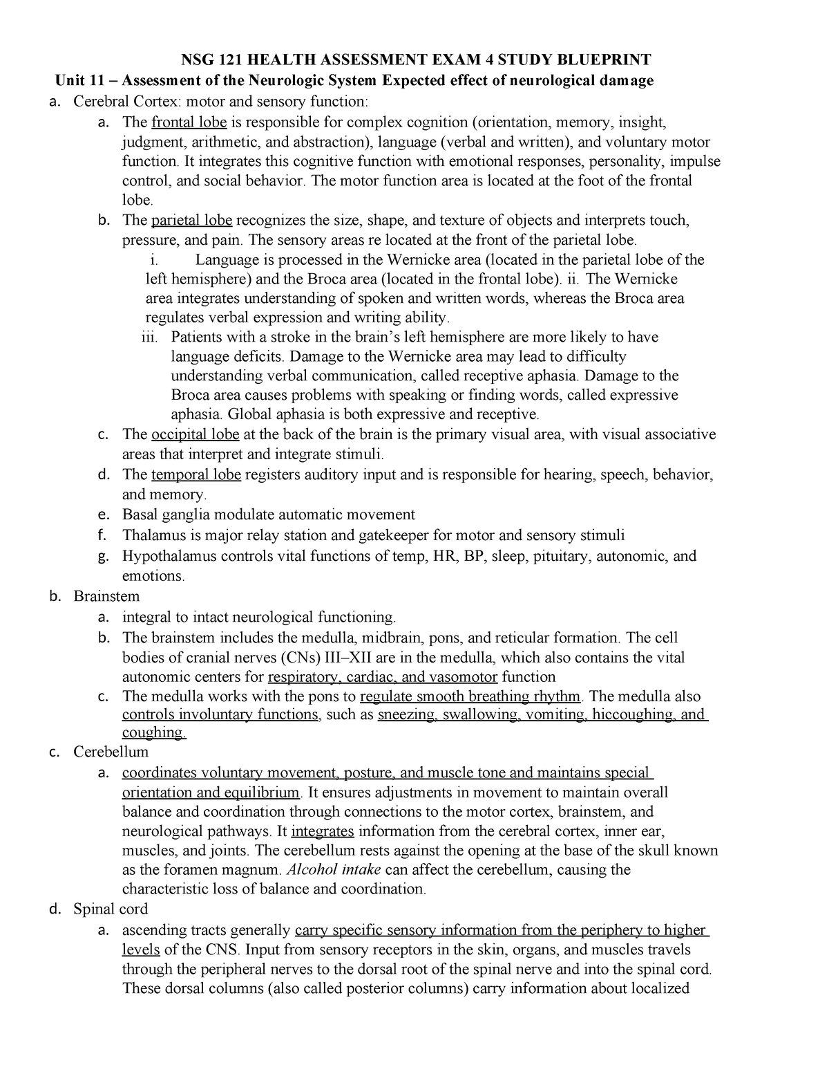 Nsg121-exam-4-study-guide I - NSG 121 HEALTH ASSESSMENT EXAM 4 STUDY ...