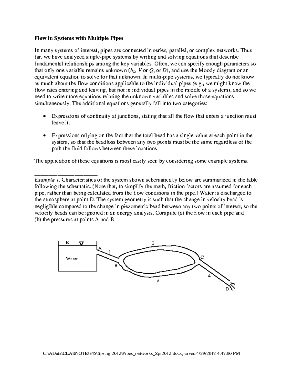 Pipes networks Spr2012 - C:\AData\CLASNOTE\345\Spring 2012\Pipes ...