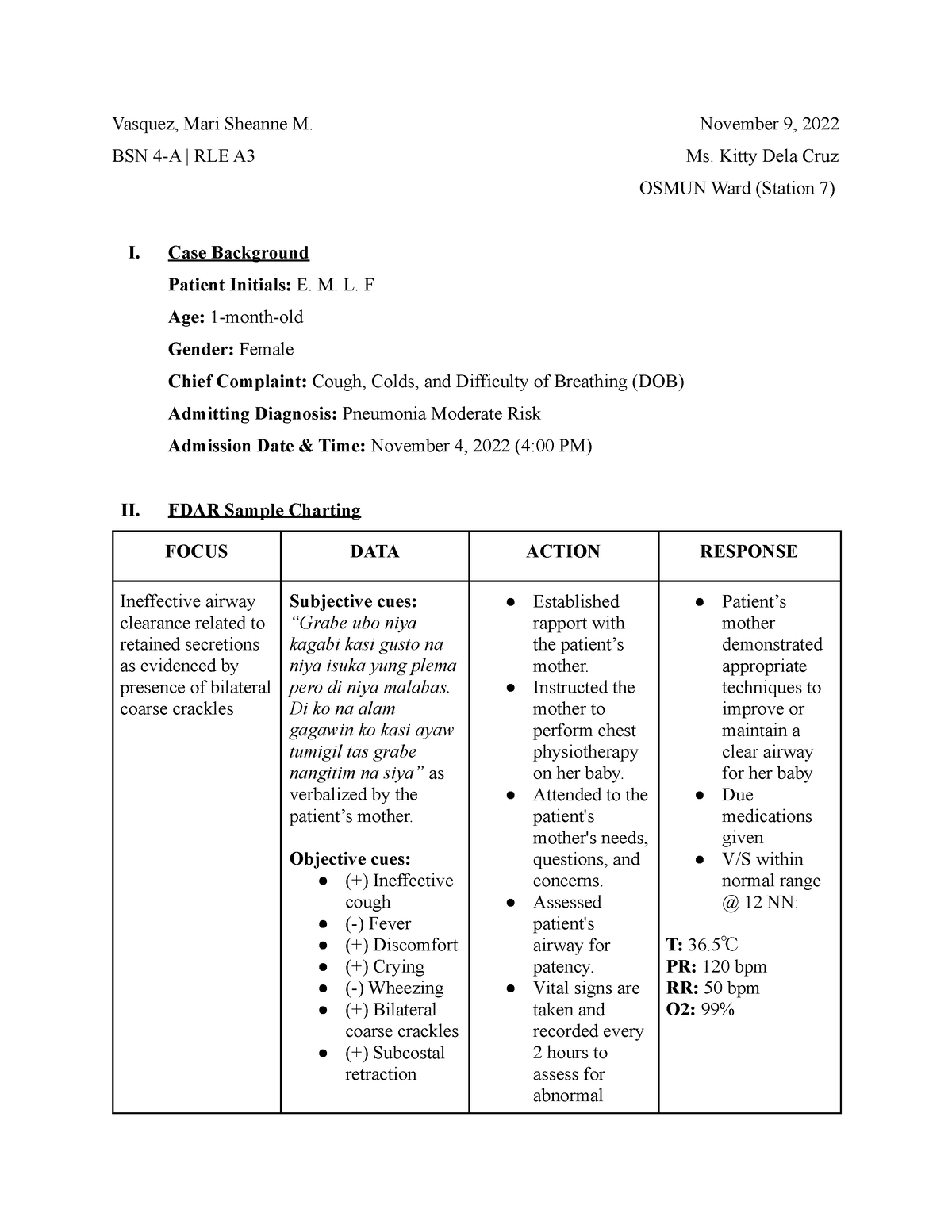 Vasquez RLE A3 FDAR Osmun (Ms. Kitty) - Vasquez, Mari Sheanne M ...