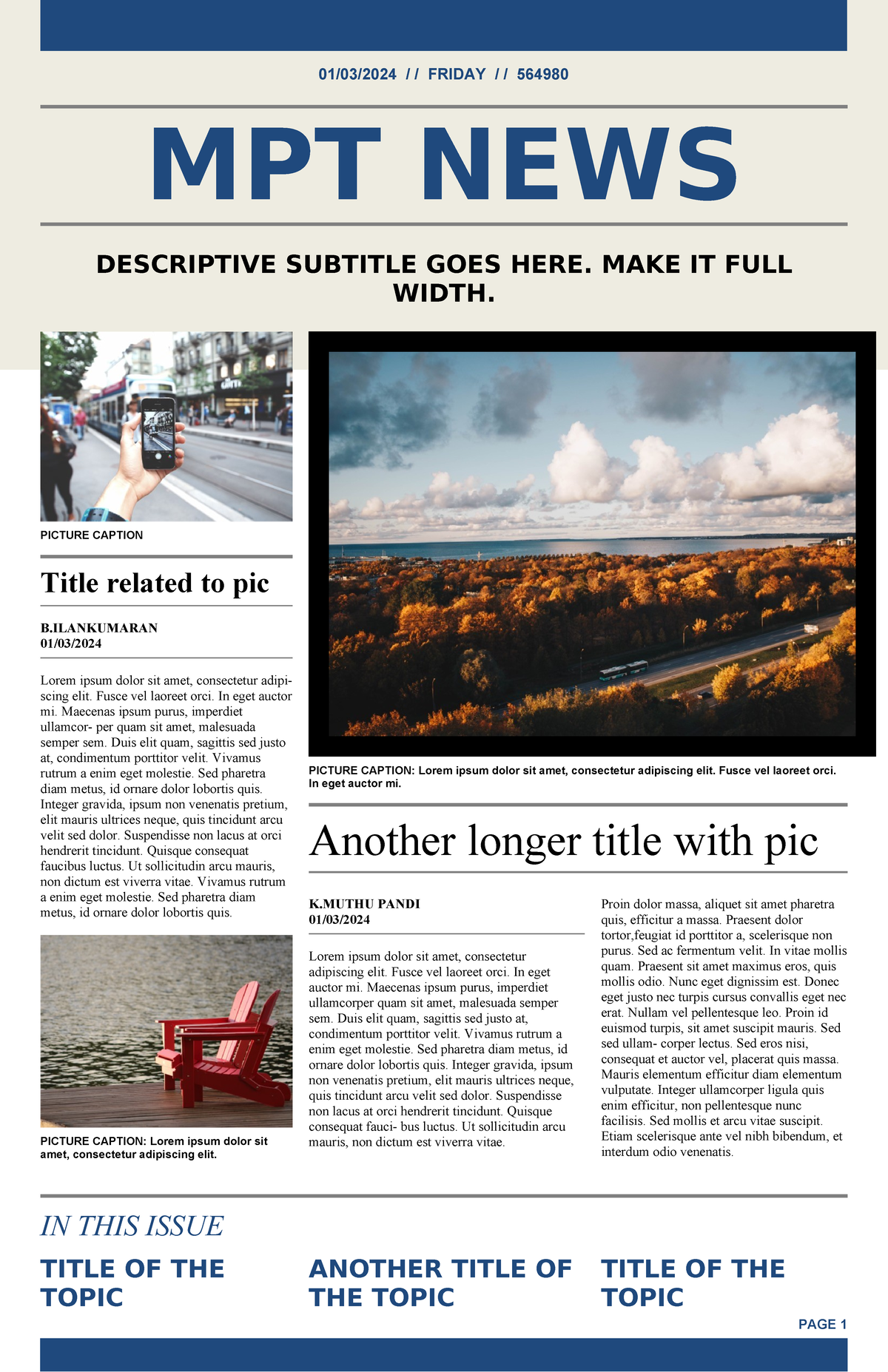 Newspaper - newsletter format - MPT NEWS DESCRIPTIVE SUBTITLE GOES HERE ...