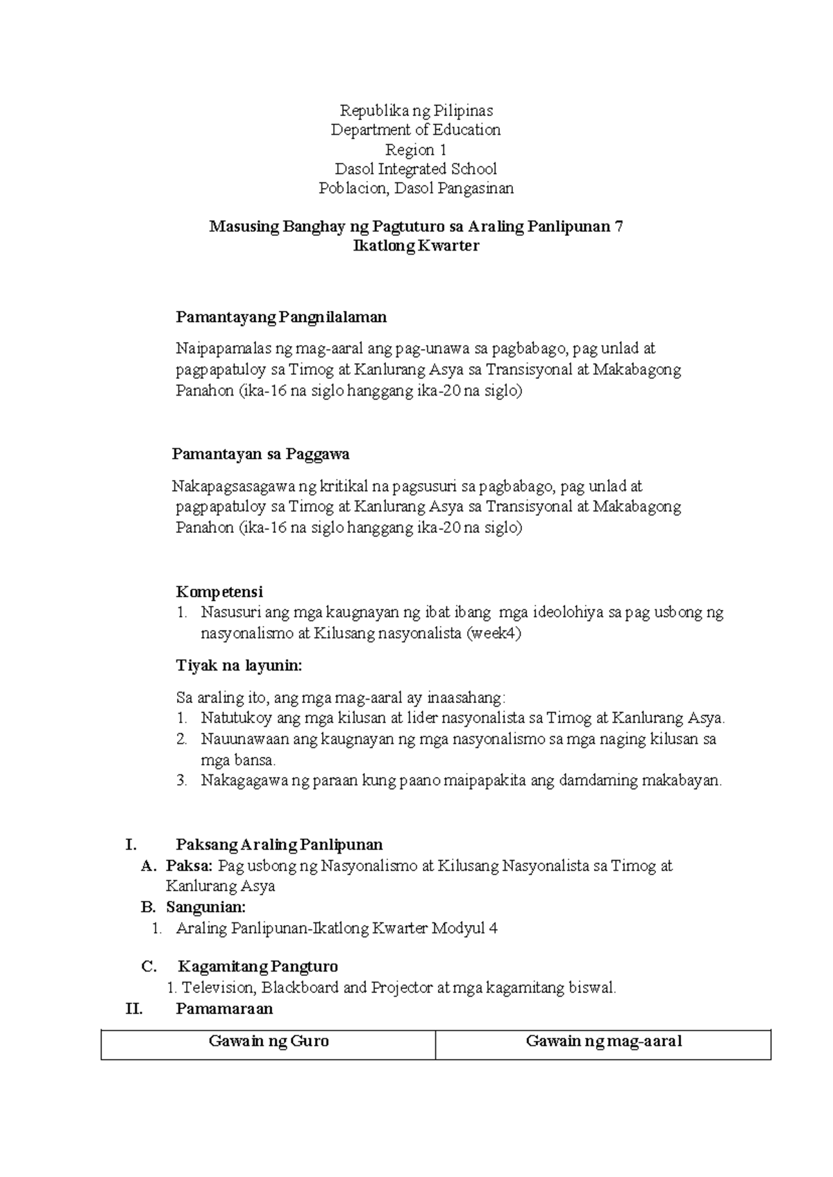 Lesson-Plan Prototype - Republika ng Pilipinas Department of Education ...