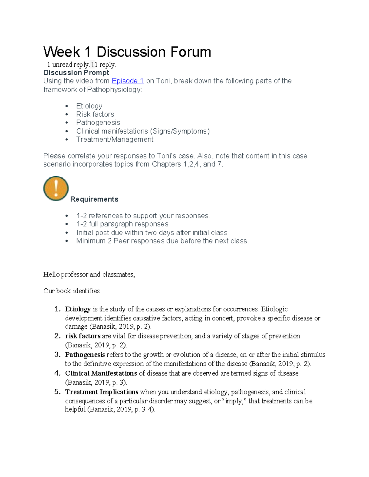 Discussion post - recieved all high scores paraphrase when use - Week 1 ...