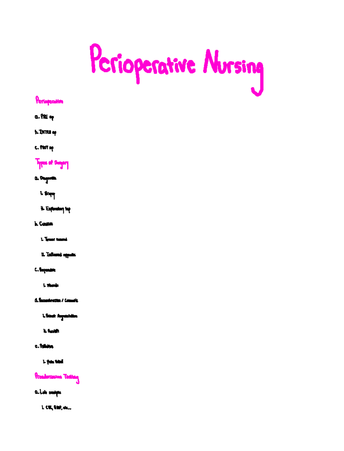 Perioperative, Intraoperative, postoperative and fluids and
