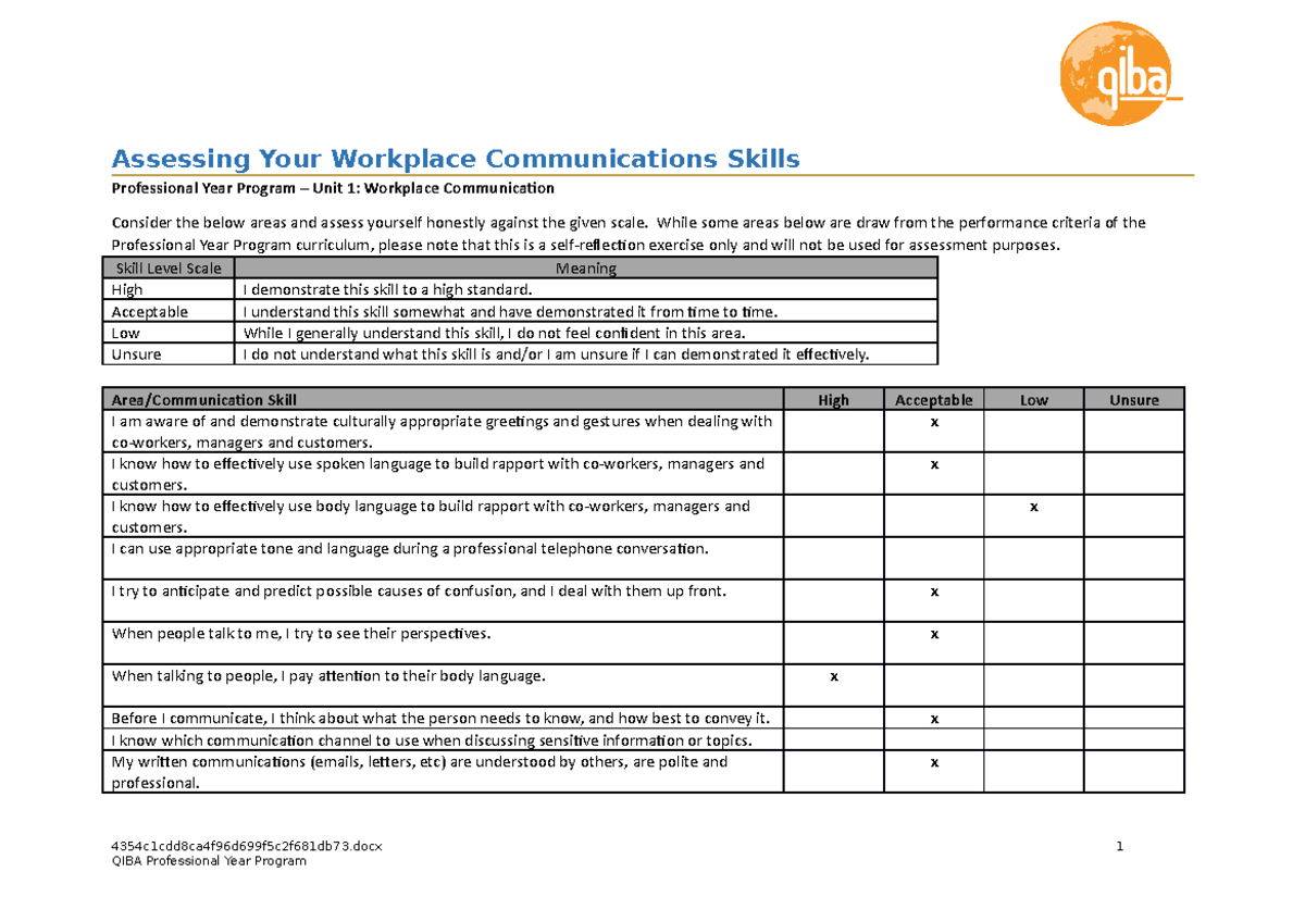 M1S1 Activity - Assessing Your Workplace Communication Skills v1 ...