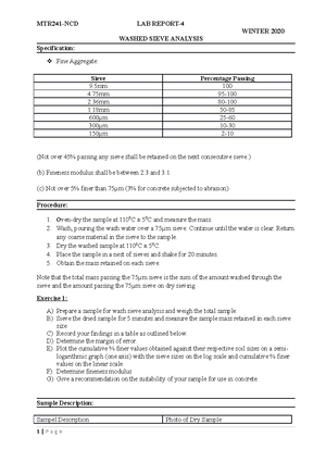 Mtr lab 6 - Material Lab Testing report - 295, Blue Jays way 12 ...