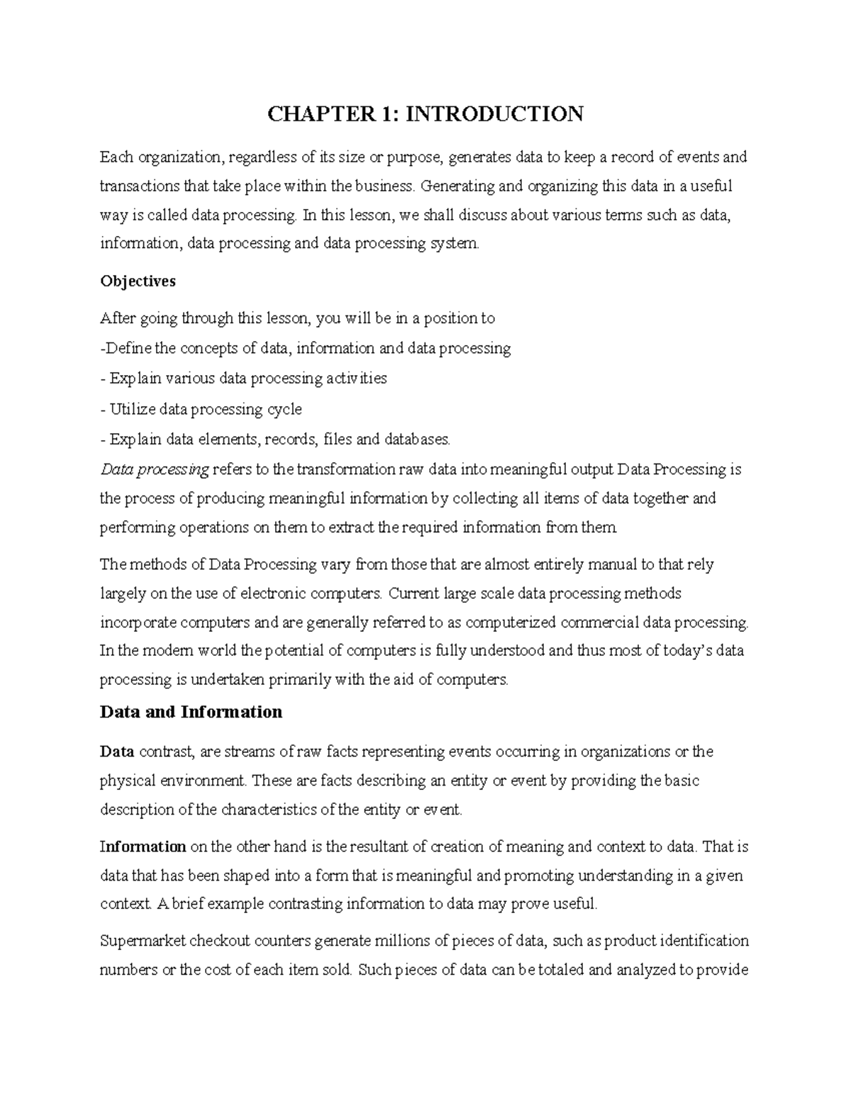 Data Procesing B-Tech - Notes On Data Processing - CHAPTER 1 ...