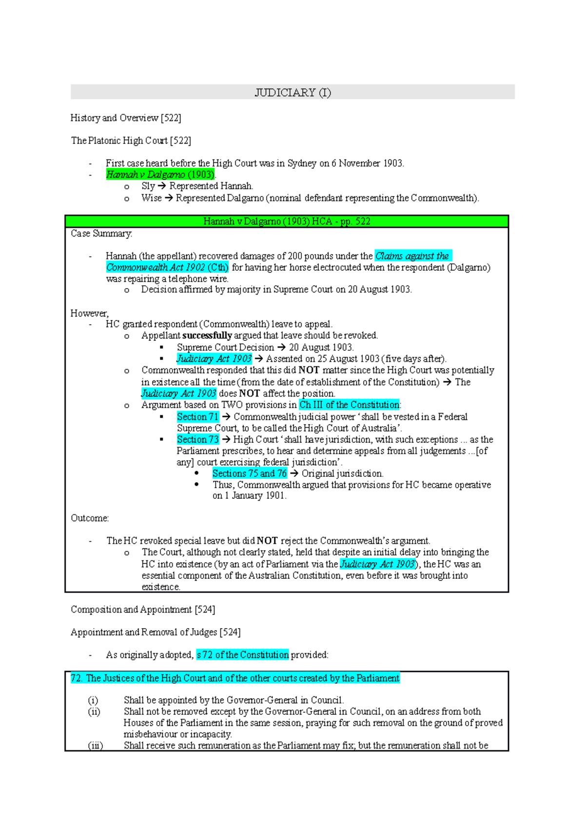 Judiciary Notes - JUDICIARY (I) History and Overview [522] The Platonic ...