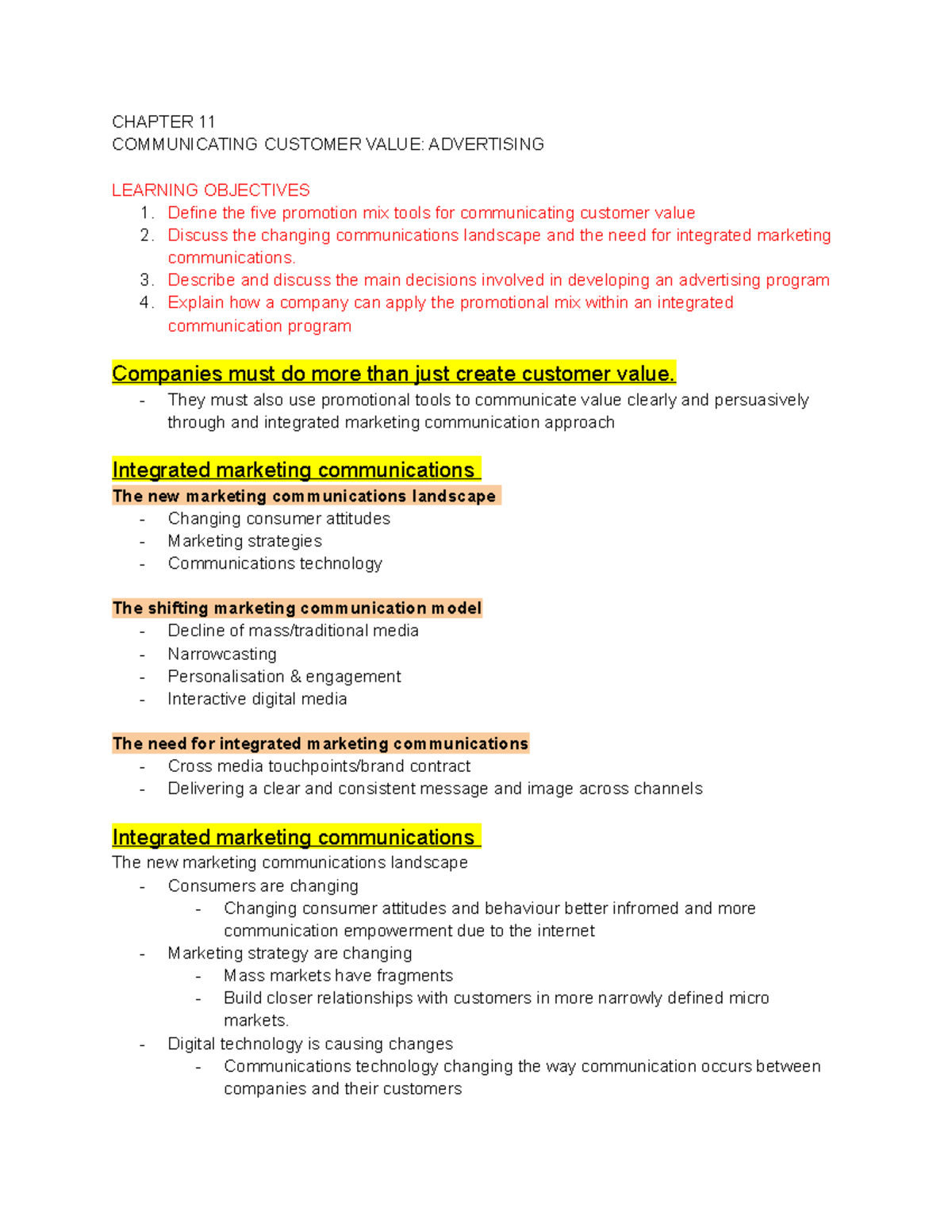 Chapter 11 PART 1 - Lecture notes 11 Part 1 - Marketing principles ...