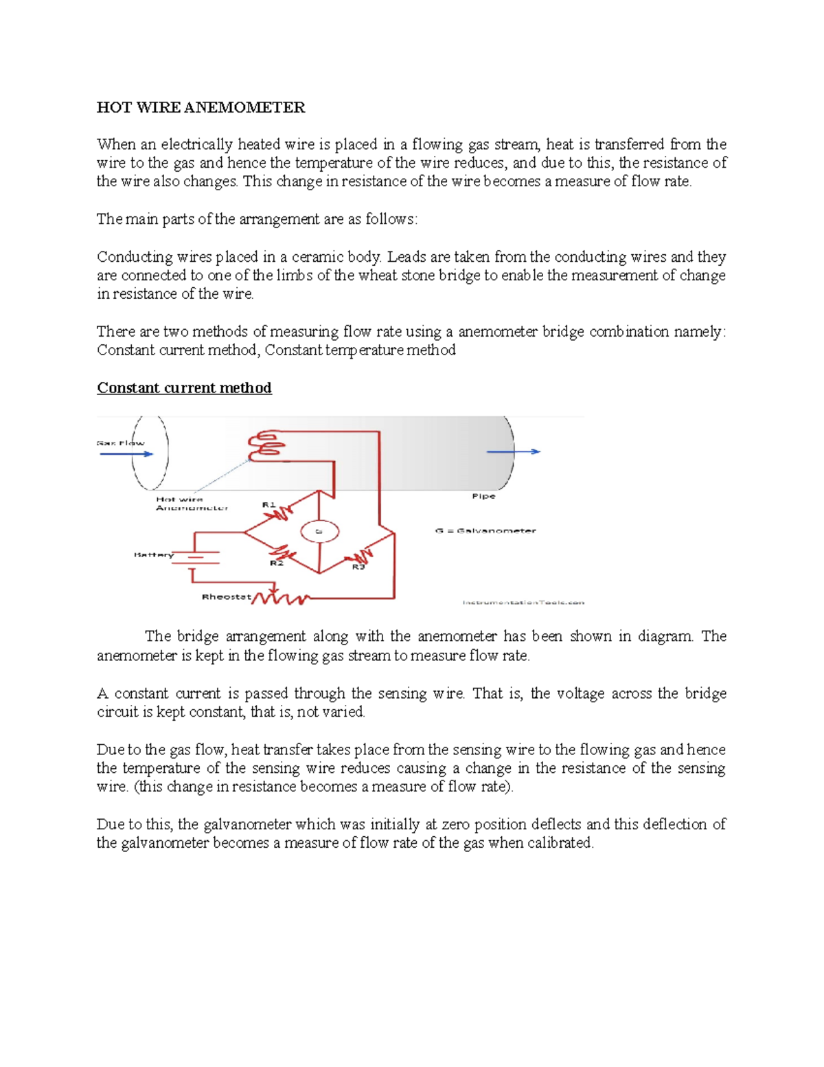 Industrial Instrumentation Module 6 (part 2) - HOT WIRE ANEMOMETER When ...