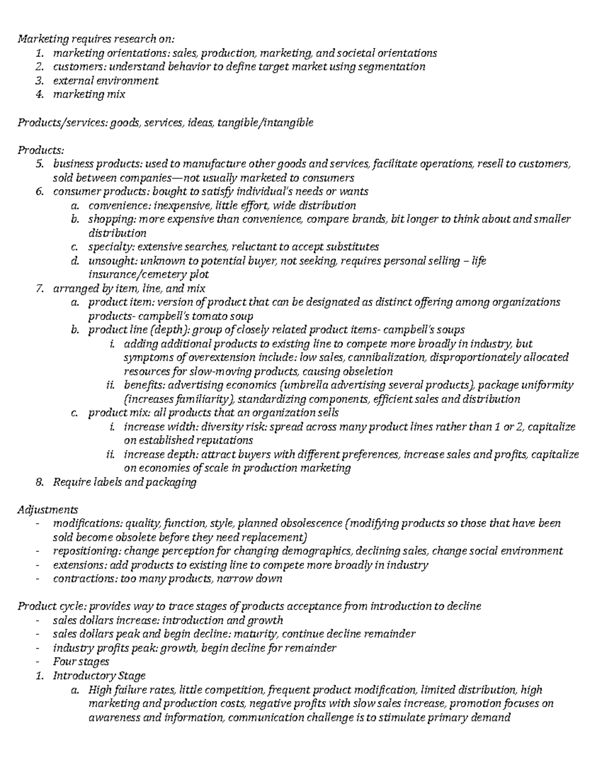 Marketing Lecture Notes Second Half of Semester - Marketing requires ...