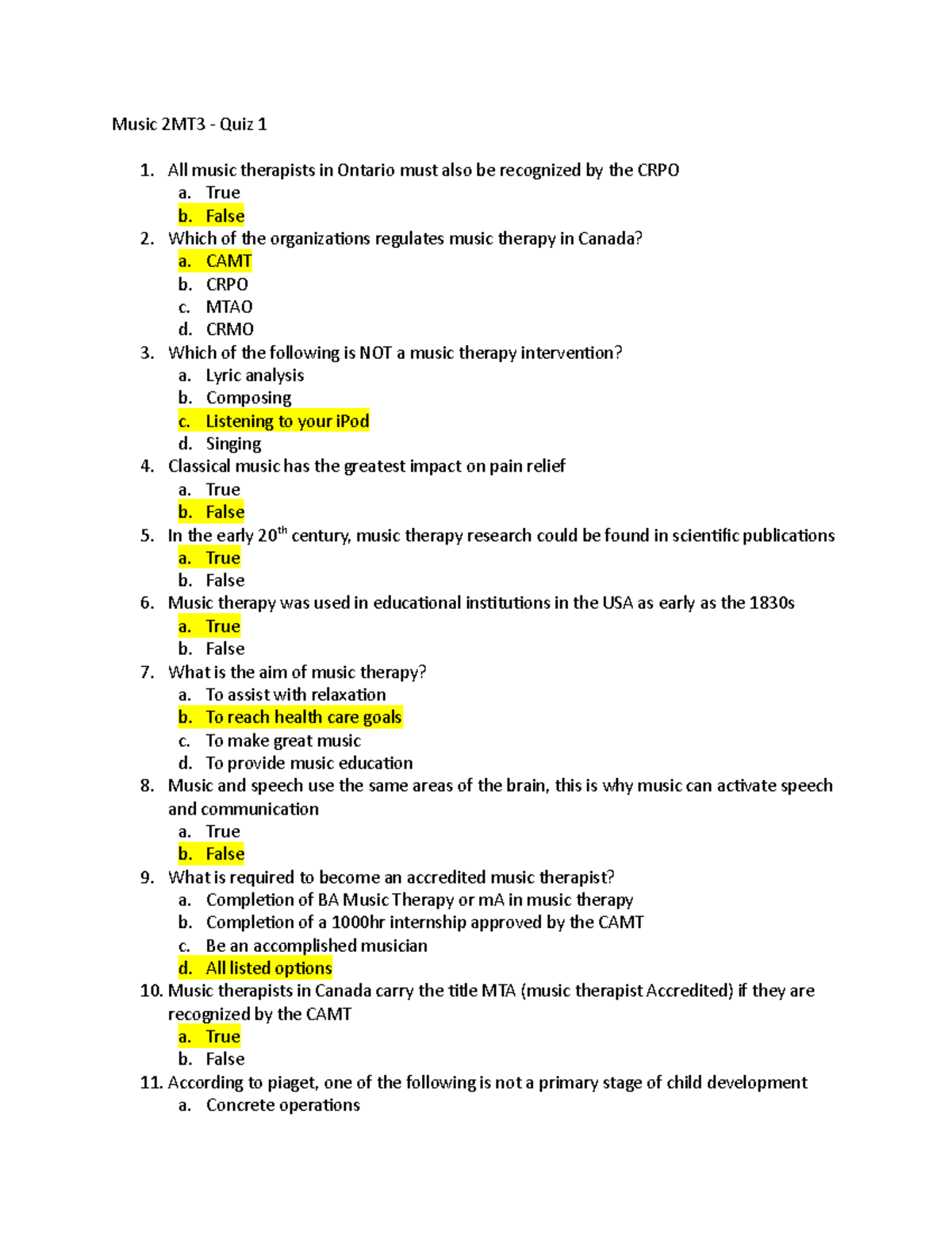 Quiz 1 10 July 2019, questions and answers Music 2MT3 Quiz 1 1. All