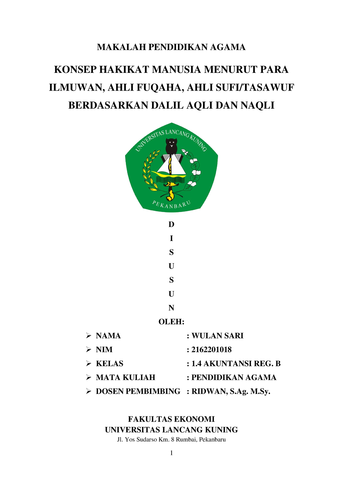 Makalah Konsep Hakikat Manusia - MAKALAH PENDIDIKAN AGAMA KONSEP ...