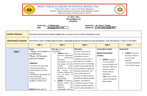 Mapeh DLL November - lesson log - HOLY CHILD ACADEMY OF PITOGO, BOHOL ...