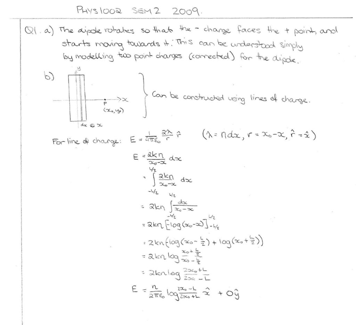 Exam 2009 Answers Phys1002 2009 Semester 2 Answers Phys1002