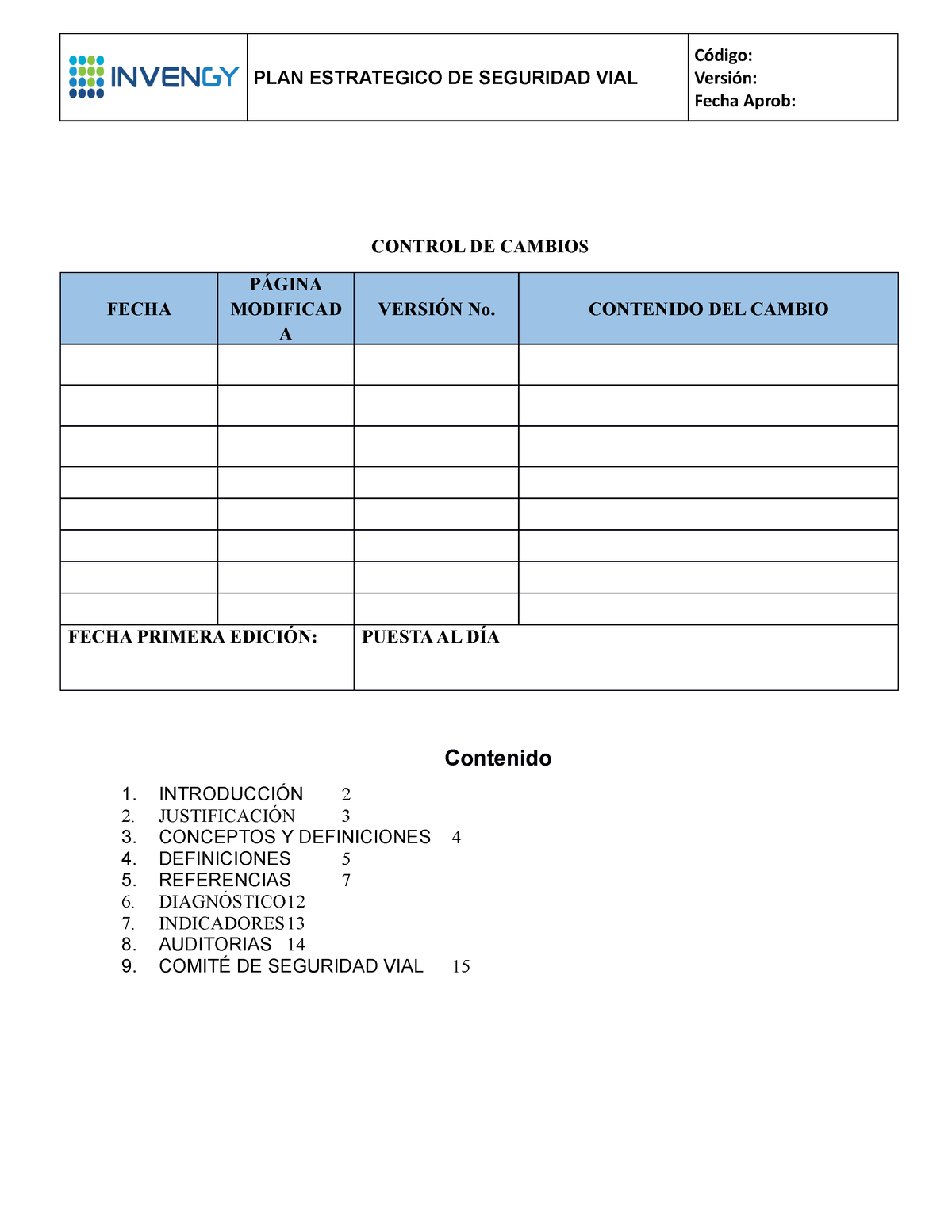 Plan Estrategico De Segurida Vial PESV - PLAN ESTRATEGICO DE SEGURIDAD ...