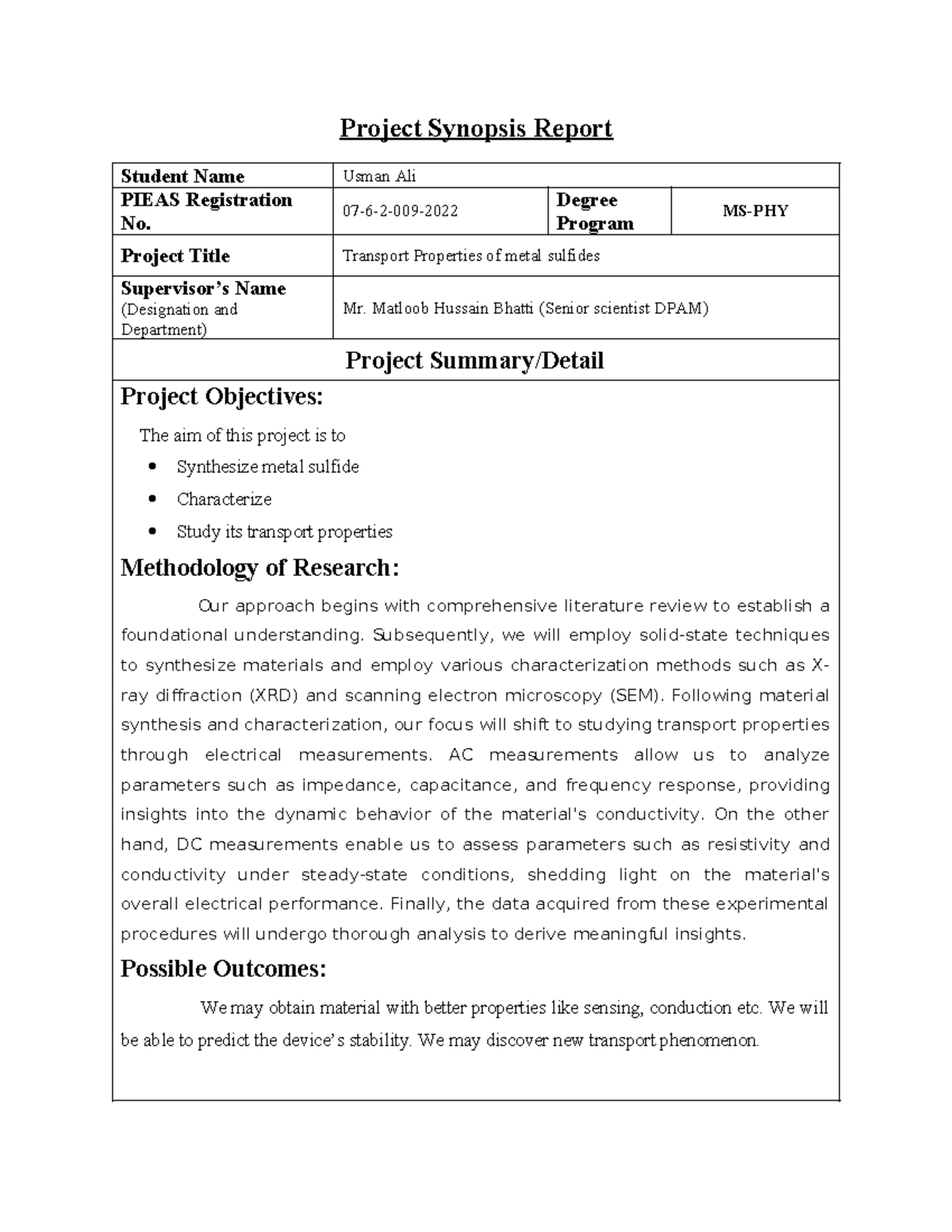 Project Synopsis1 Summary Fuel, Energy and Environment Lab Project