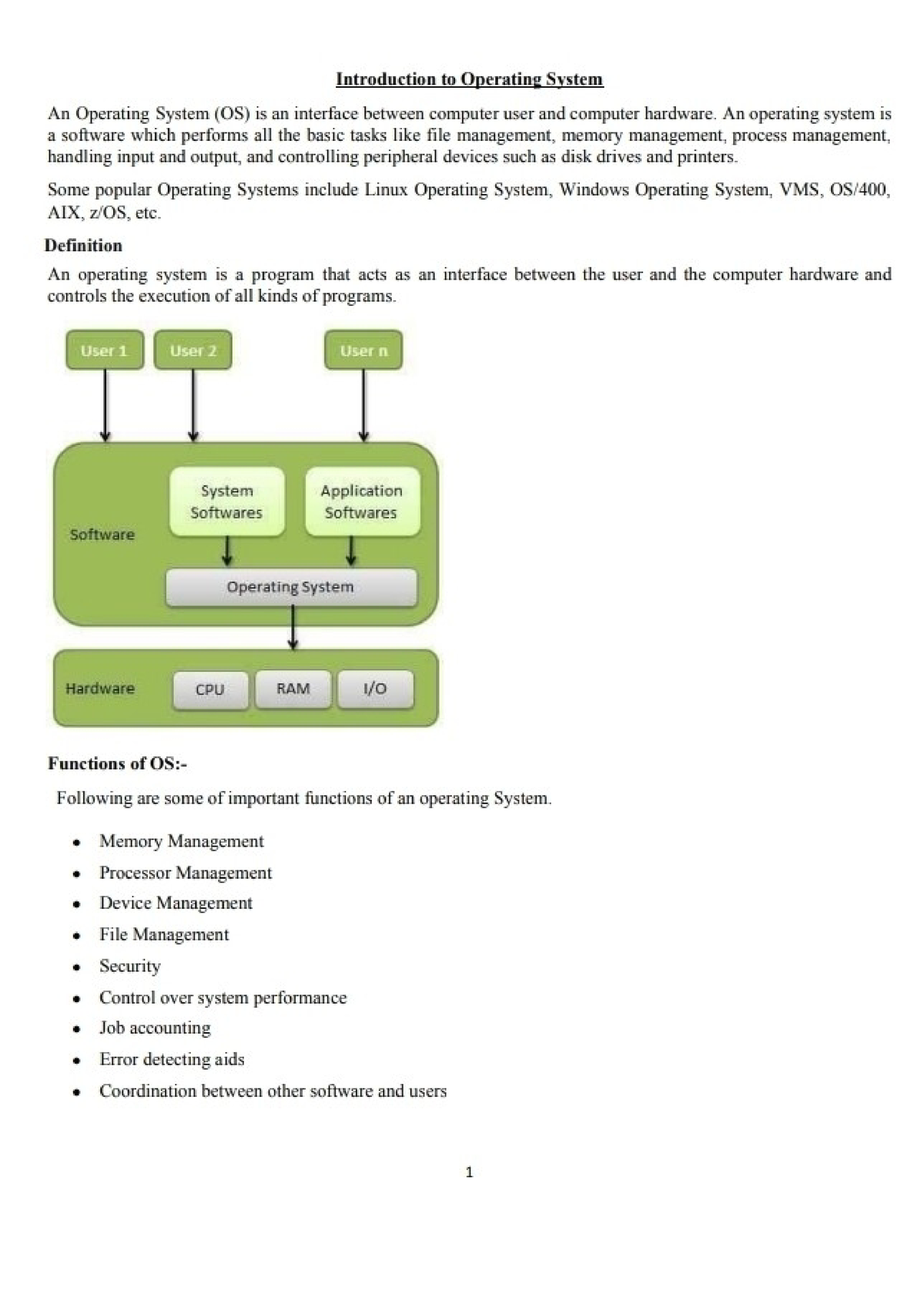 Operating System - It's Lecture Notes - Bsc - Studocu