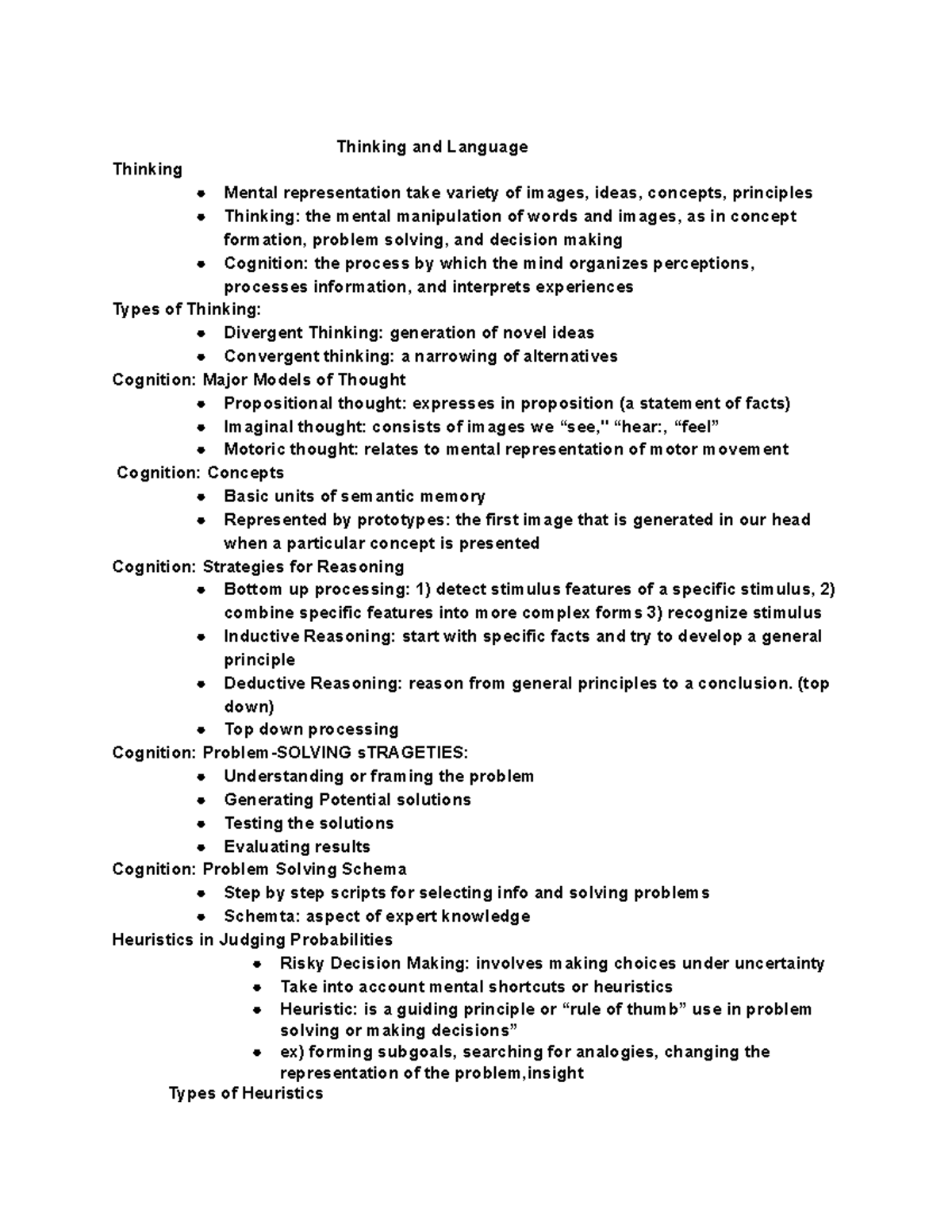 Psych 111 Chapter 8 Thinking and Language - Thinking and Language ...
