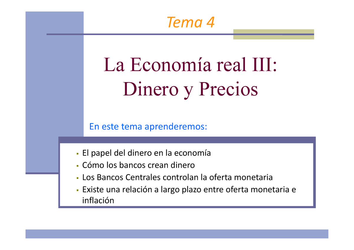 Tema4 El Dinero 2020 21 - Apunts 4 - Tema 4 La Economía Real III ...