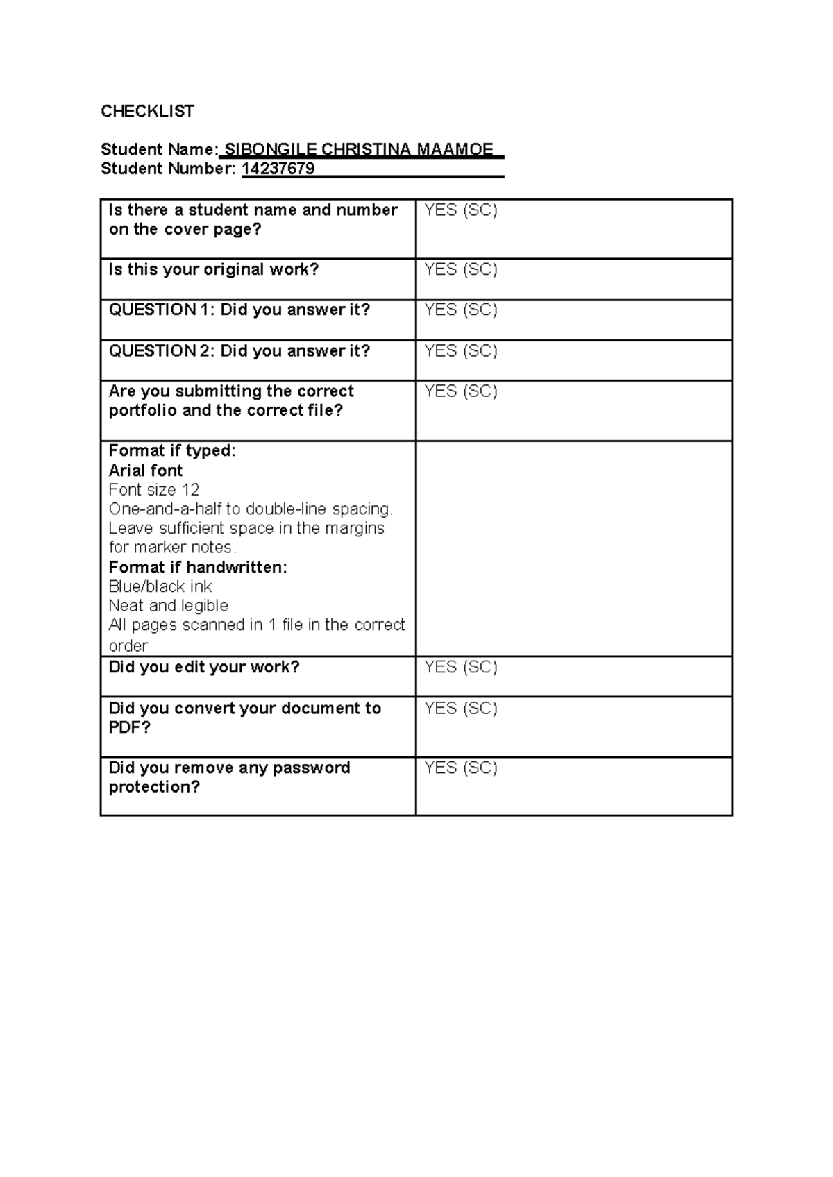 ENN1504 Assignment 3 Portfolio EXAM Semester 2 2023 - CHECKLIST Student ...