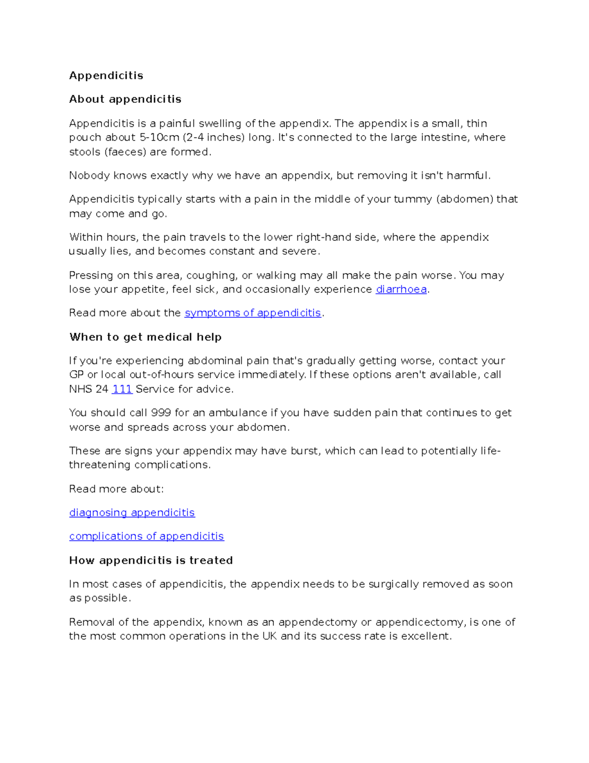 Appendicitis - illnesses and conditions - Appendicitis About ...