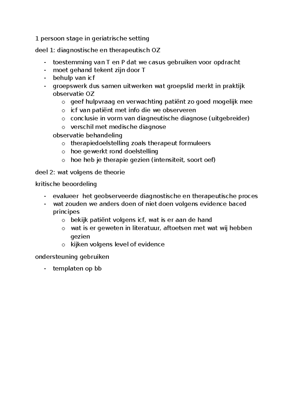 Uitleg PEME - 1 persoon stage in geriatrische setting deel 1 ...